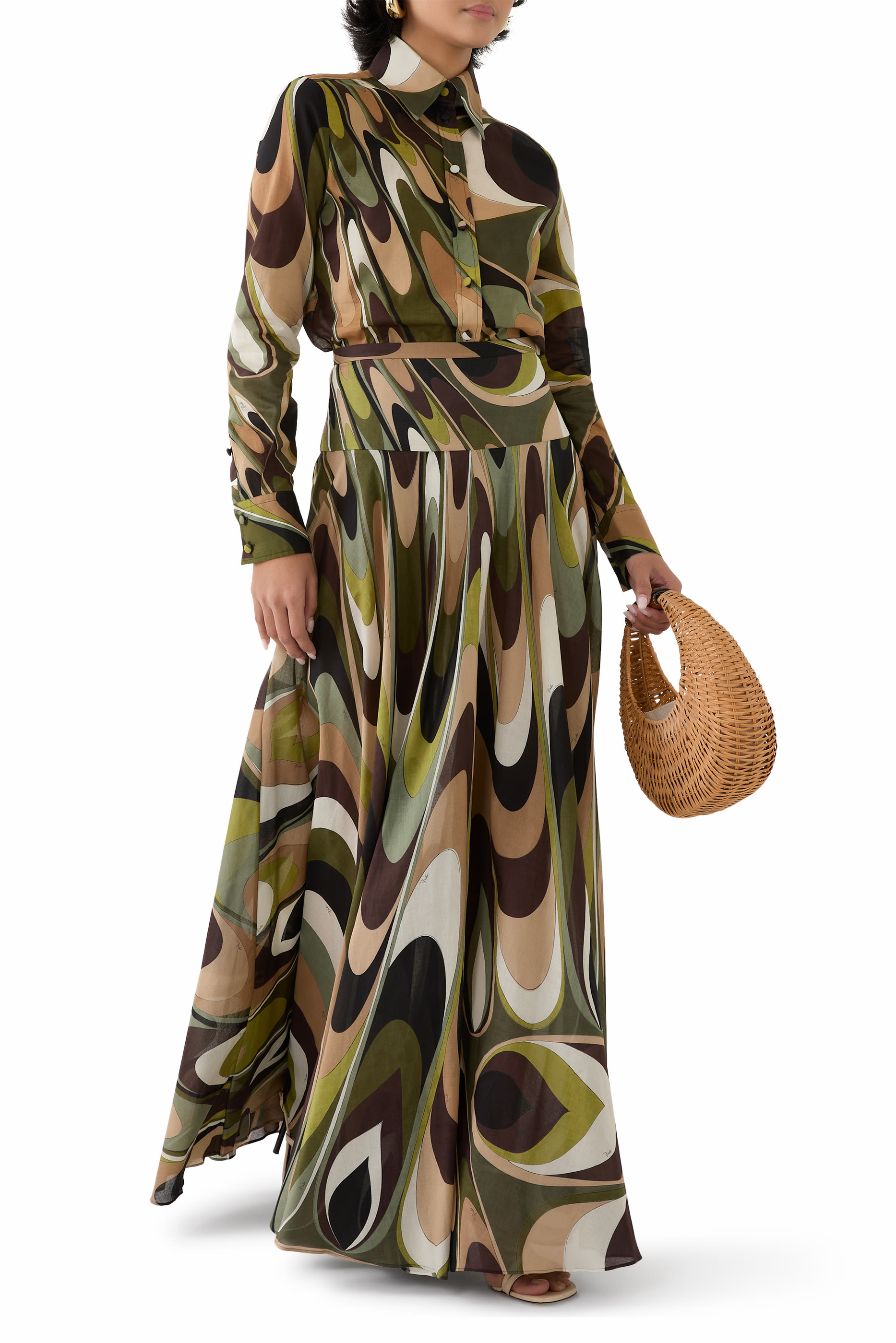 Onde Print Long Skirt