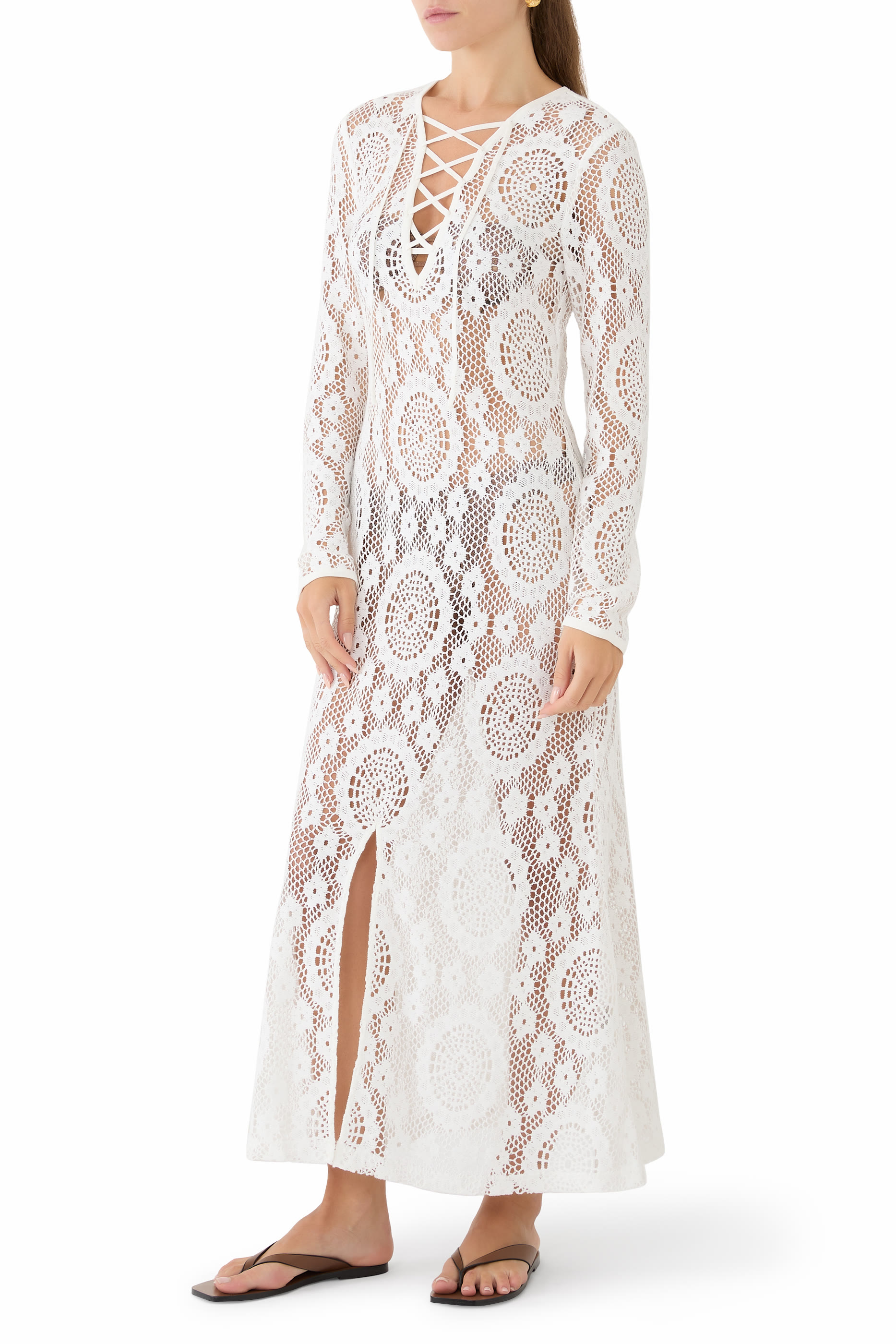 Hawthorne Lace Up Midi Dress