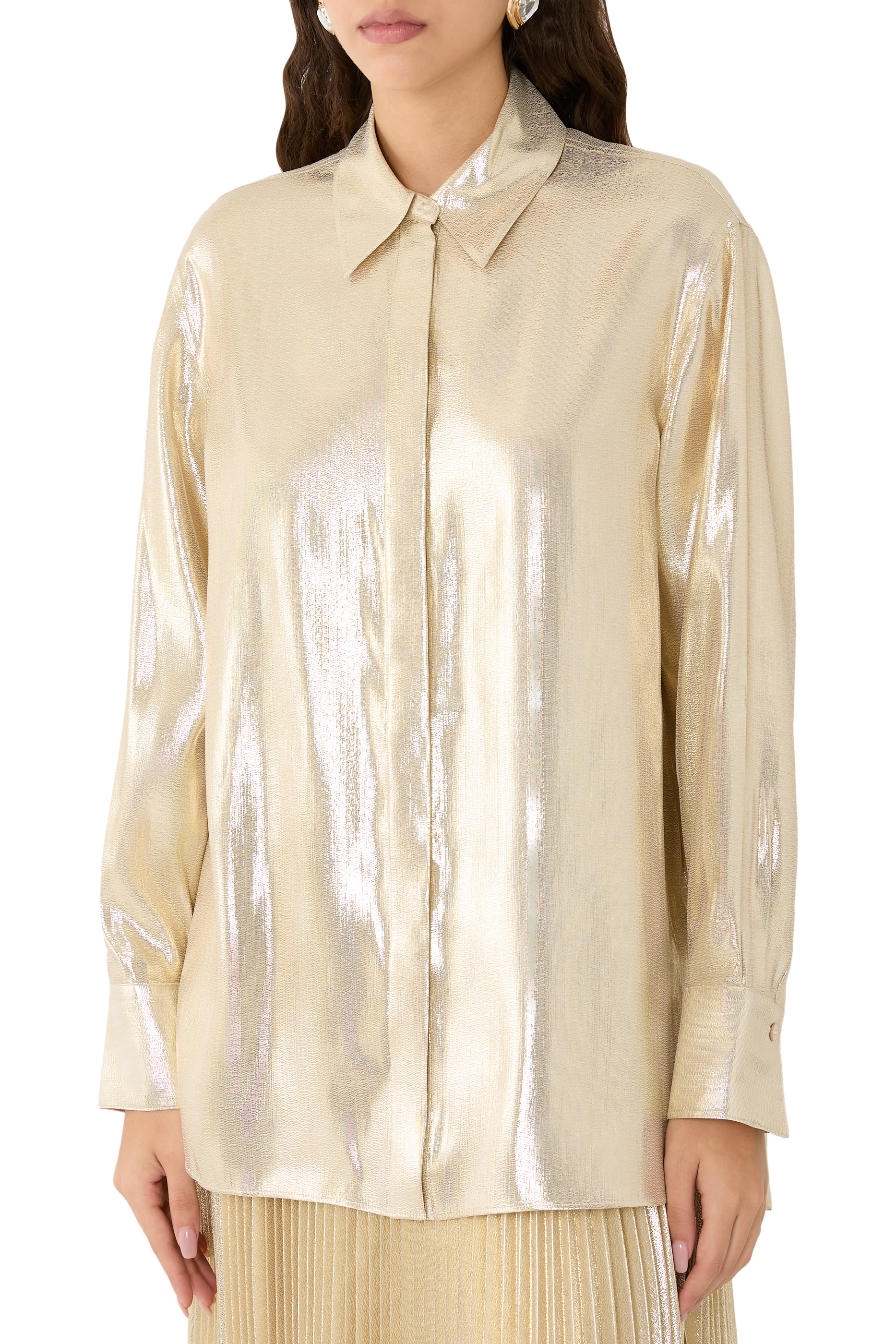  Capri Lamé Silk Blouse 