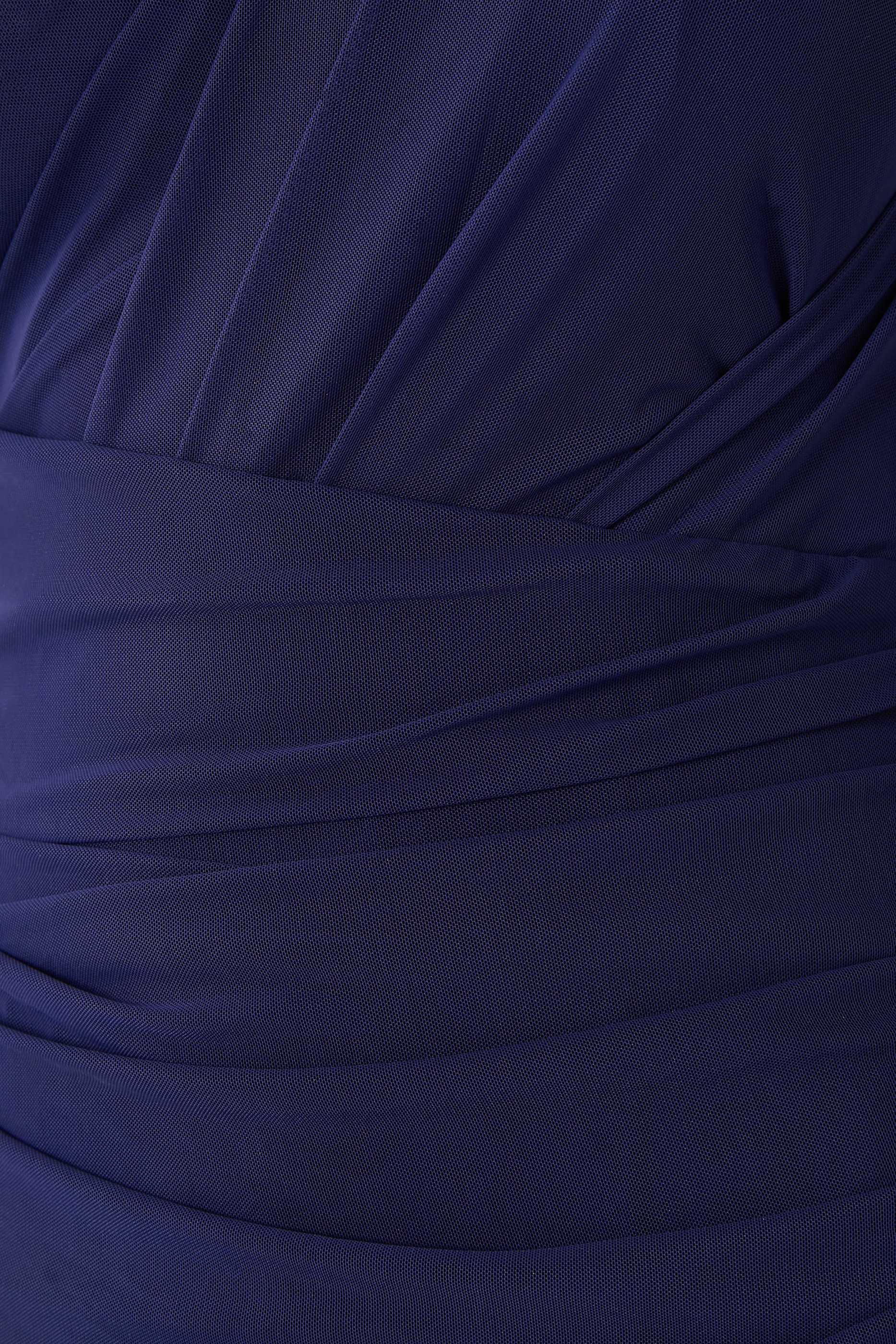 One-Shoulder Gathered Stretch-Mesh Maxi Dress