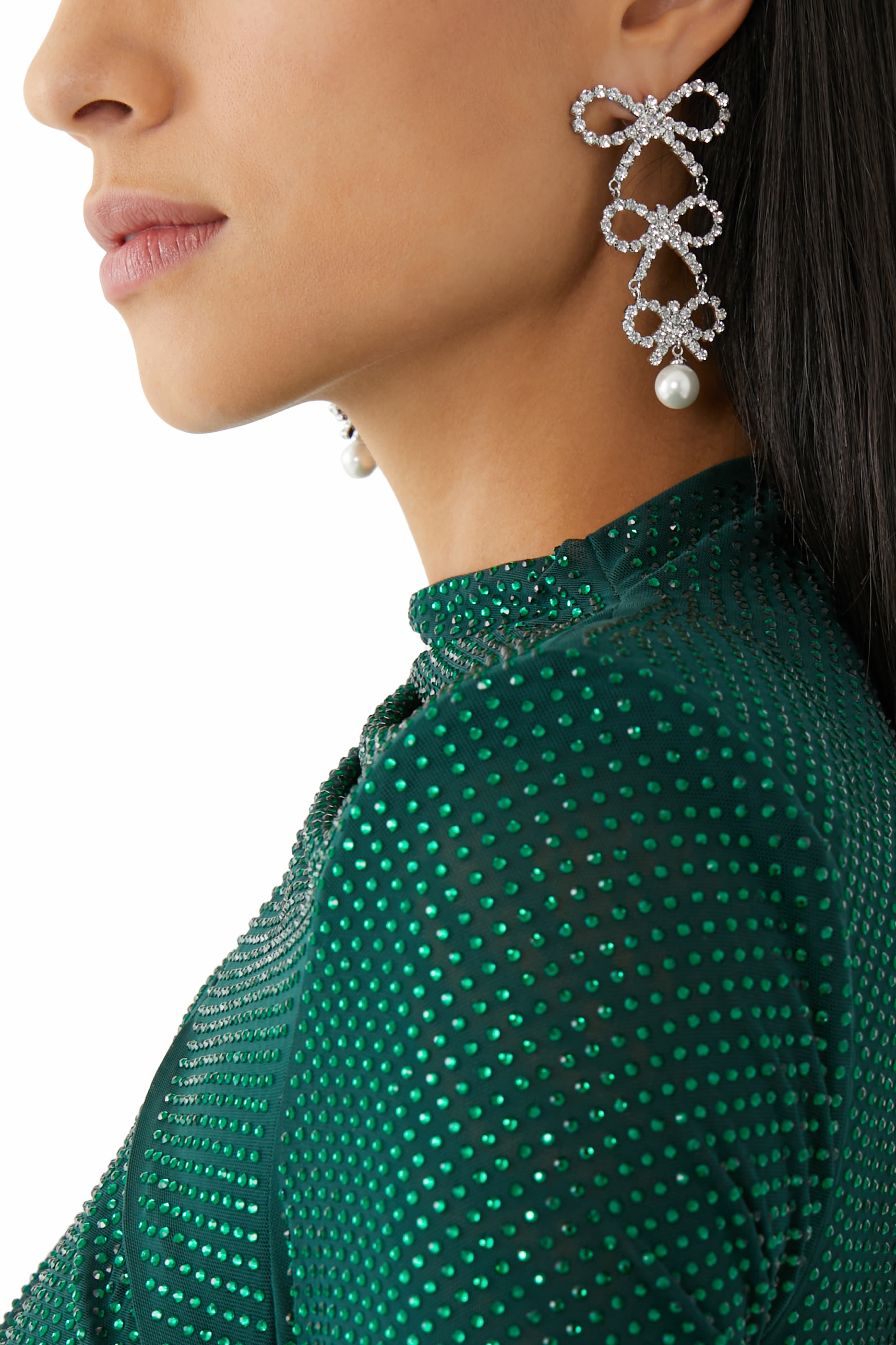 Tiered Crystal Bow Earrings