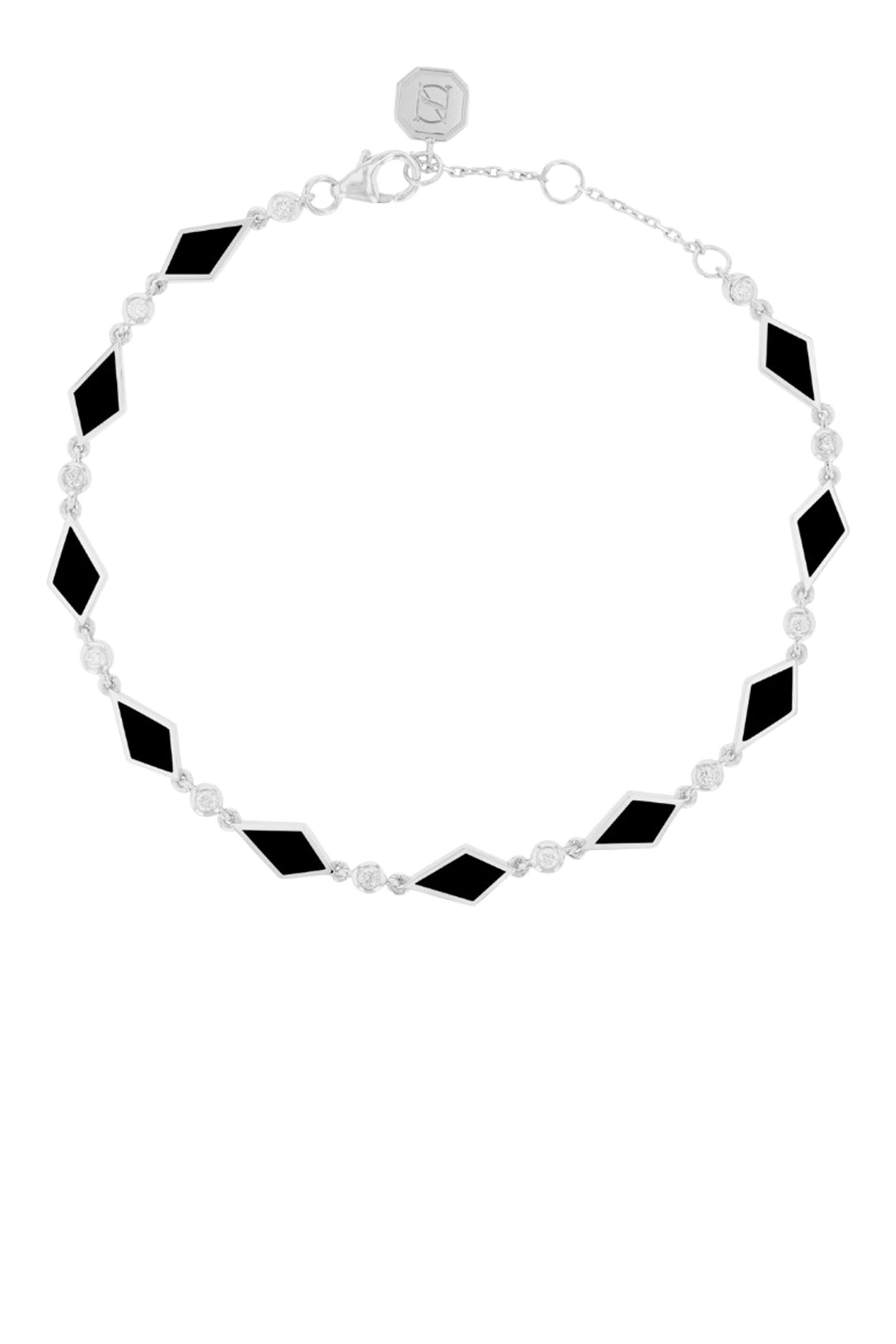 Mosaic Bracelet, 18k White Gold & Enamel, Diamond