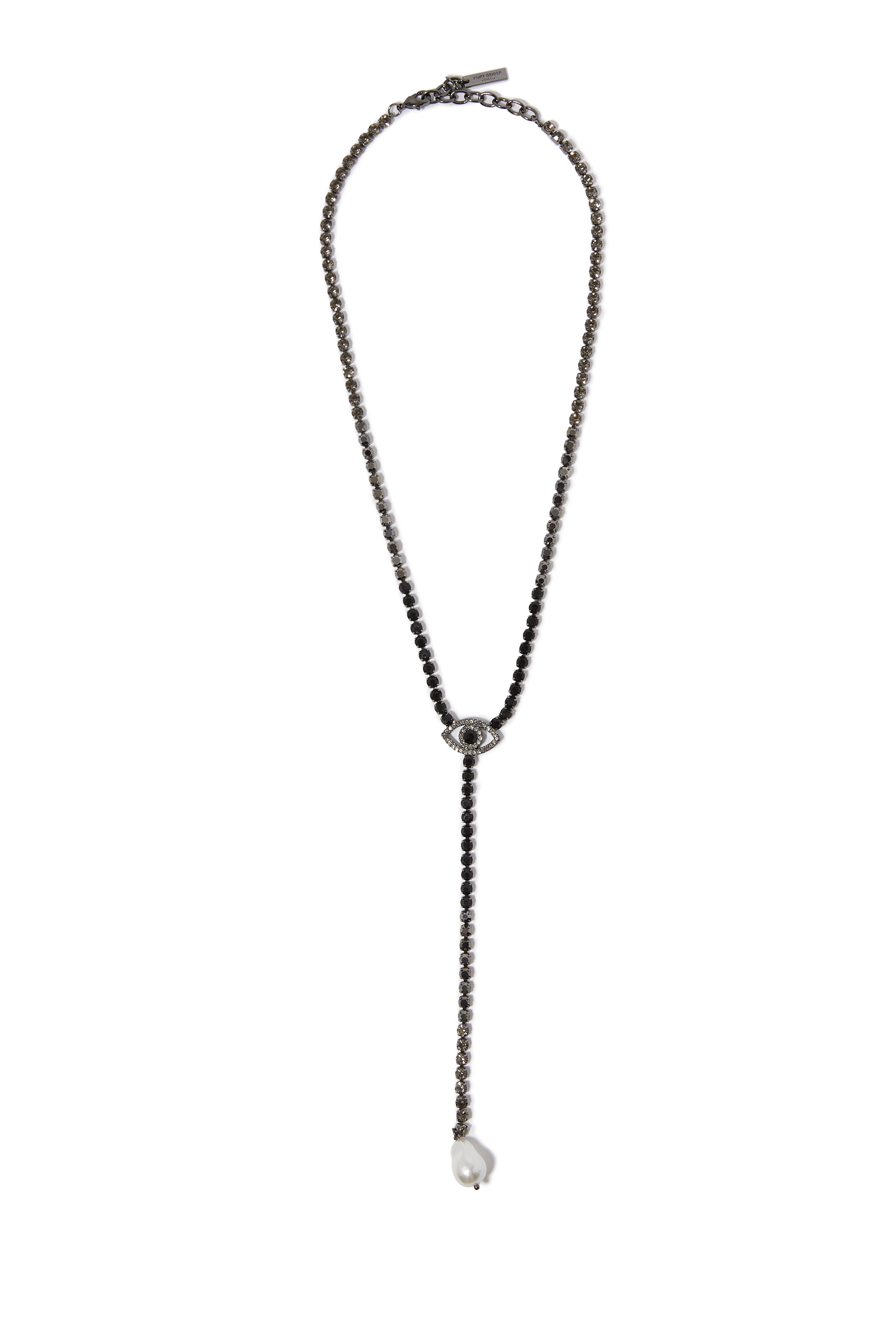 Eye Droplet Necklace, Metal & Crystals