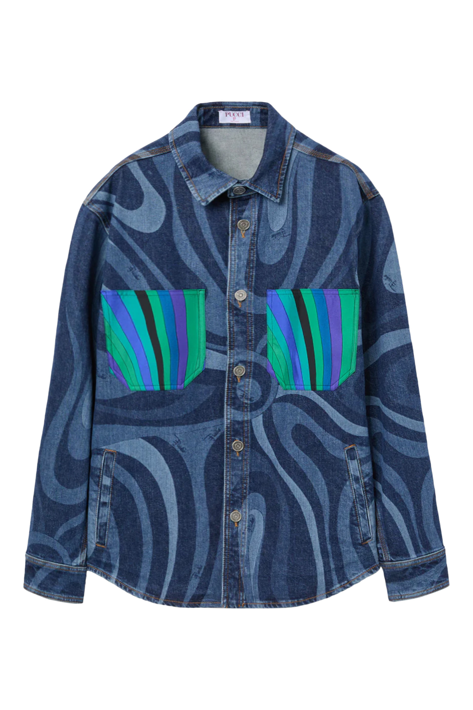 Iride Print Denim and Silk Jacket