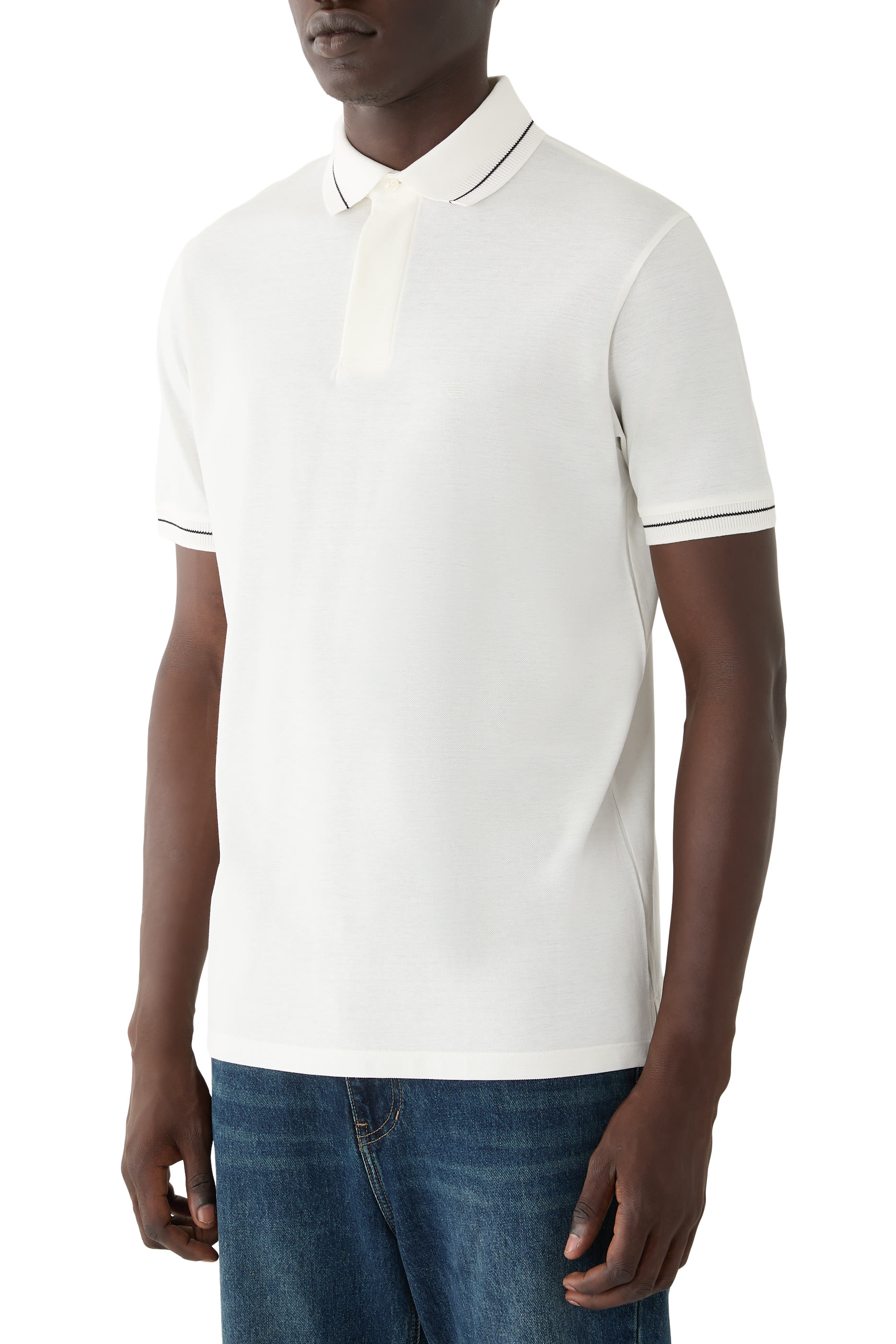 Logo Stripe Collar-Detail Polo Shirt