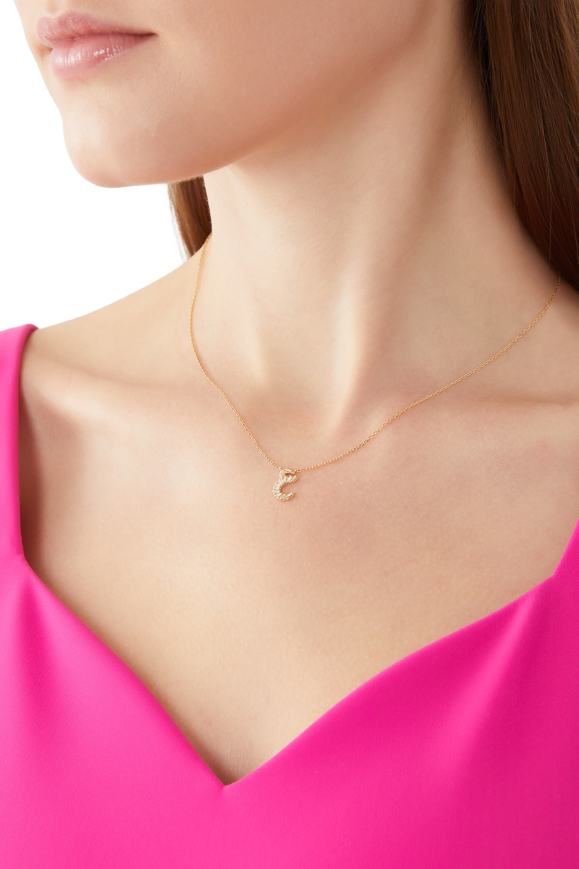 Oula Letter Necklace, 18k Yellow Gold & Diamonds