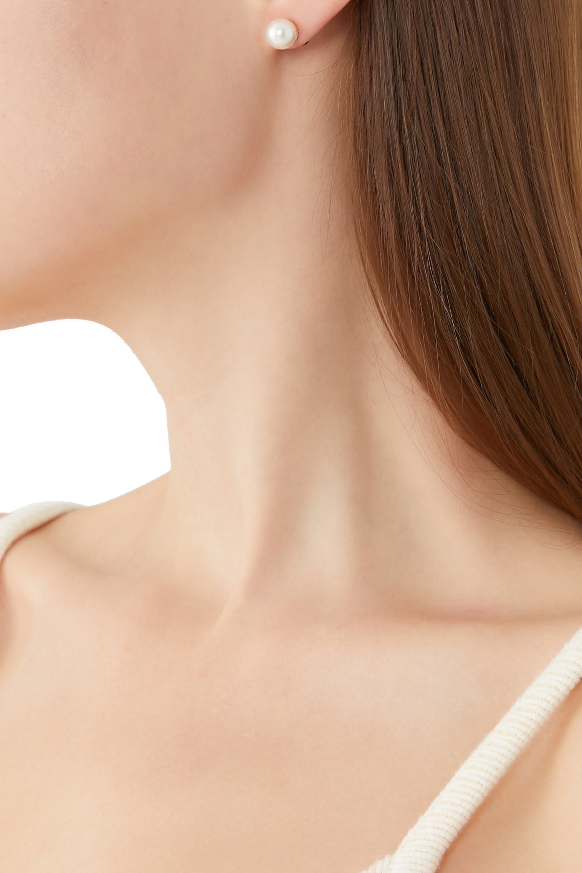 Hole In One Asymmetrical Studs, Plated Brass & Glass Pearl