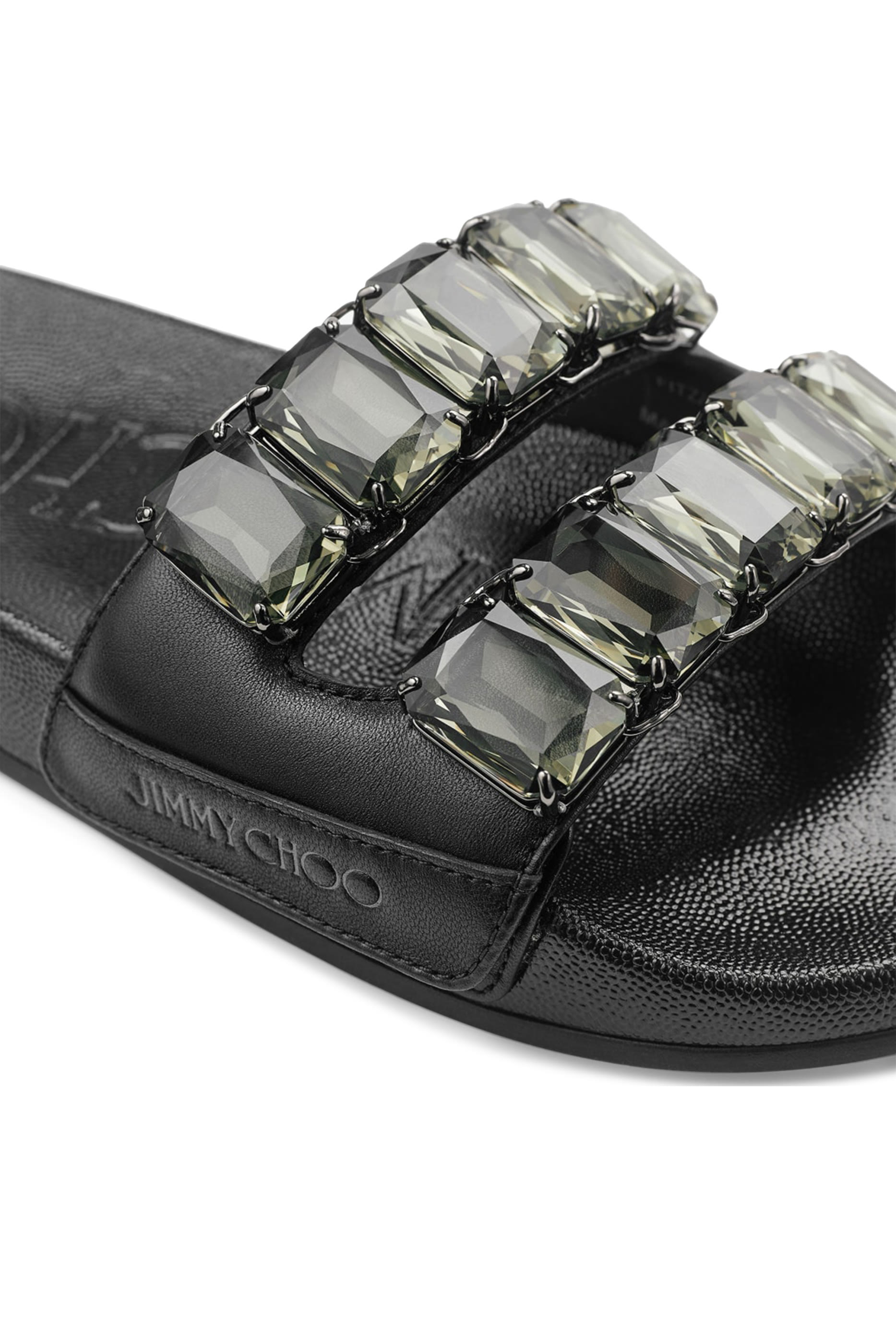 Nappa Leather Crystal Slides