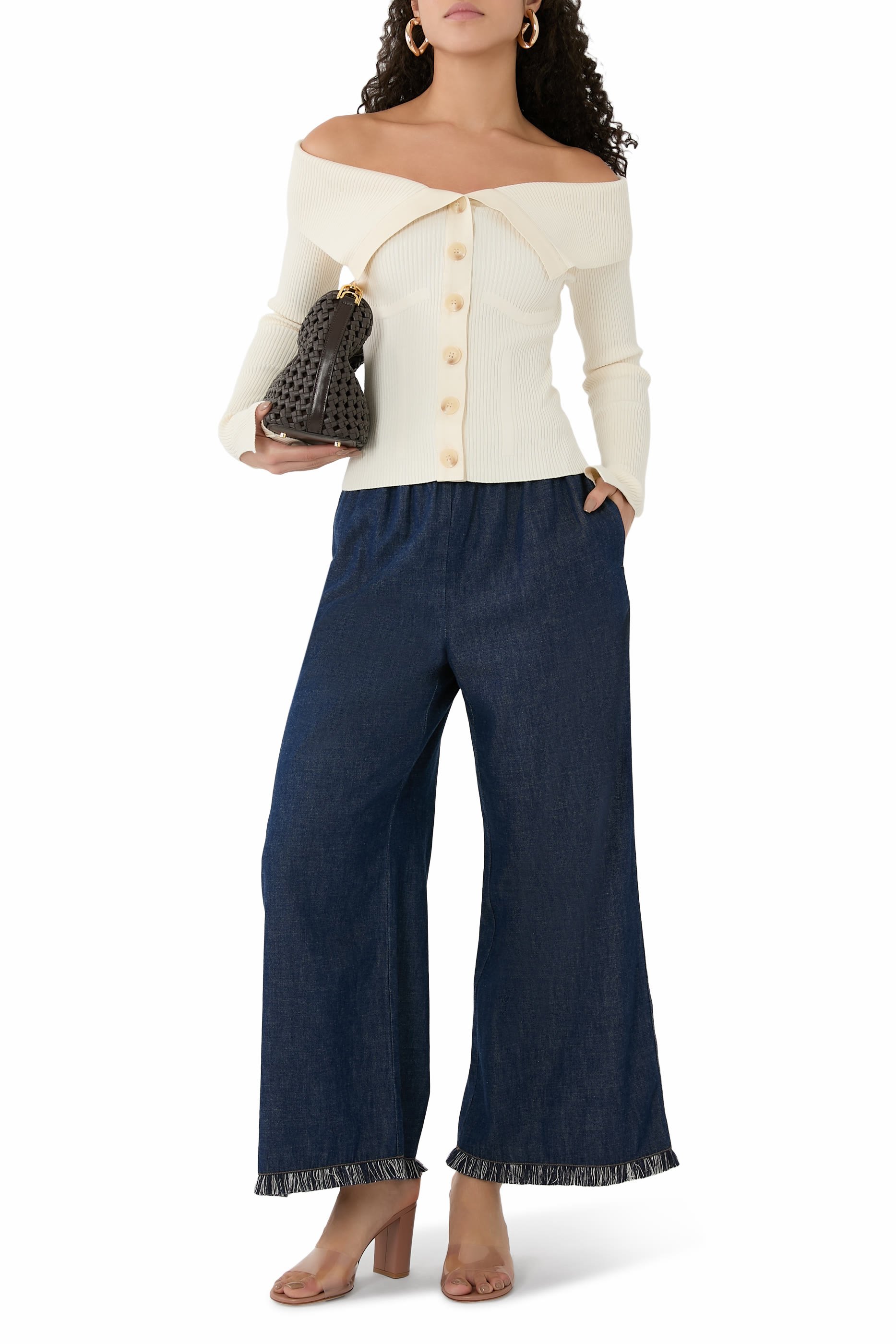 Rhiannon Fringed Denim Wide-Leg Jeans