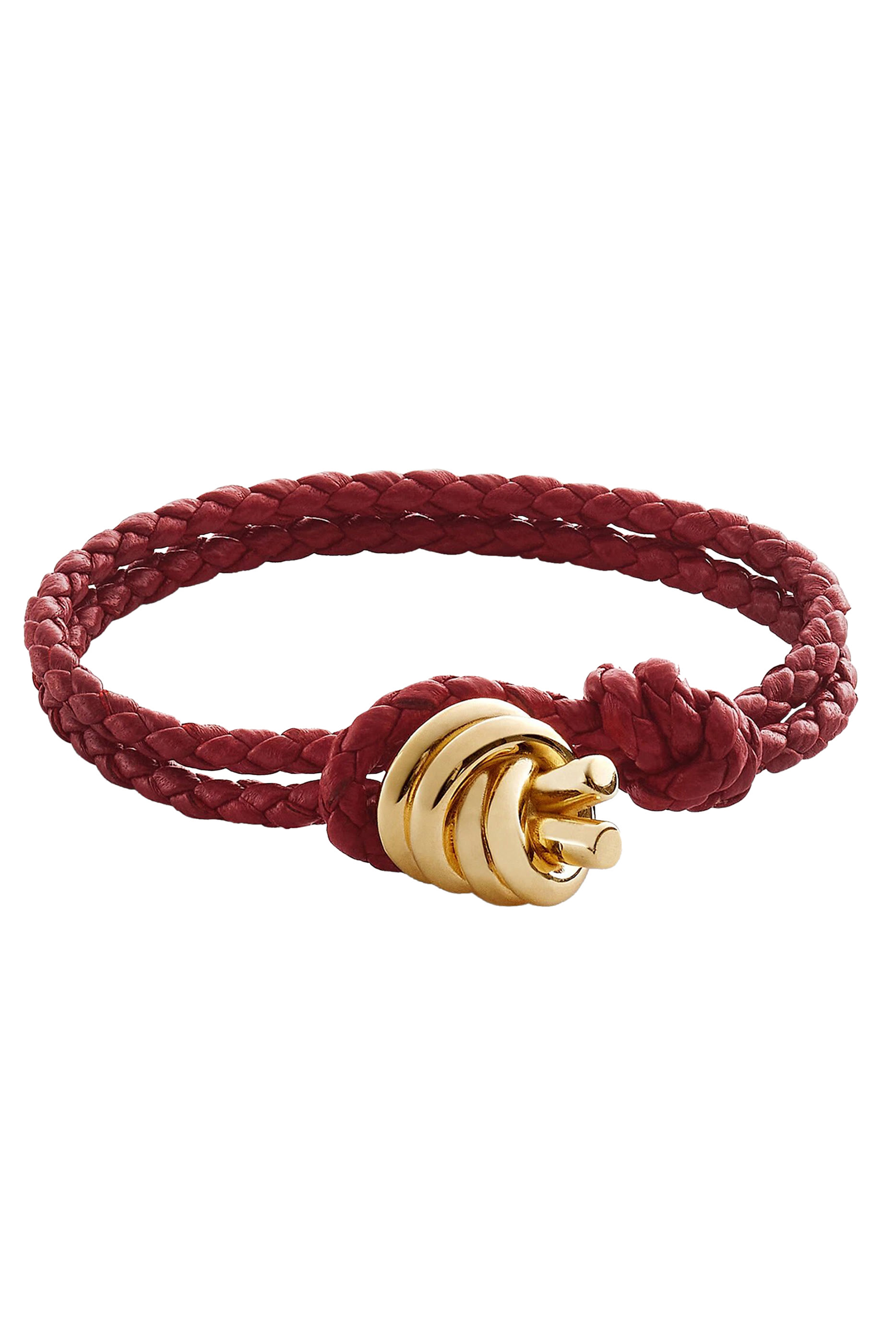 Knot Bracelet, 18k Gold-Finish Sterling Silver & Braided Leather 