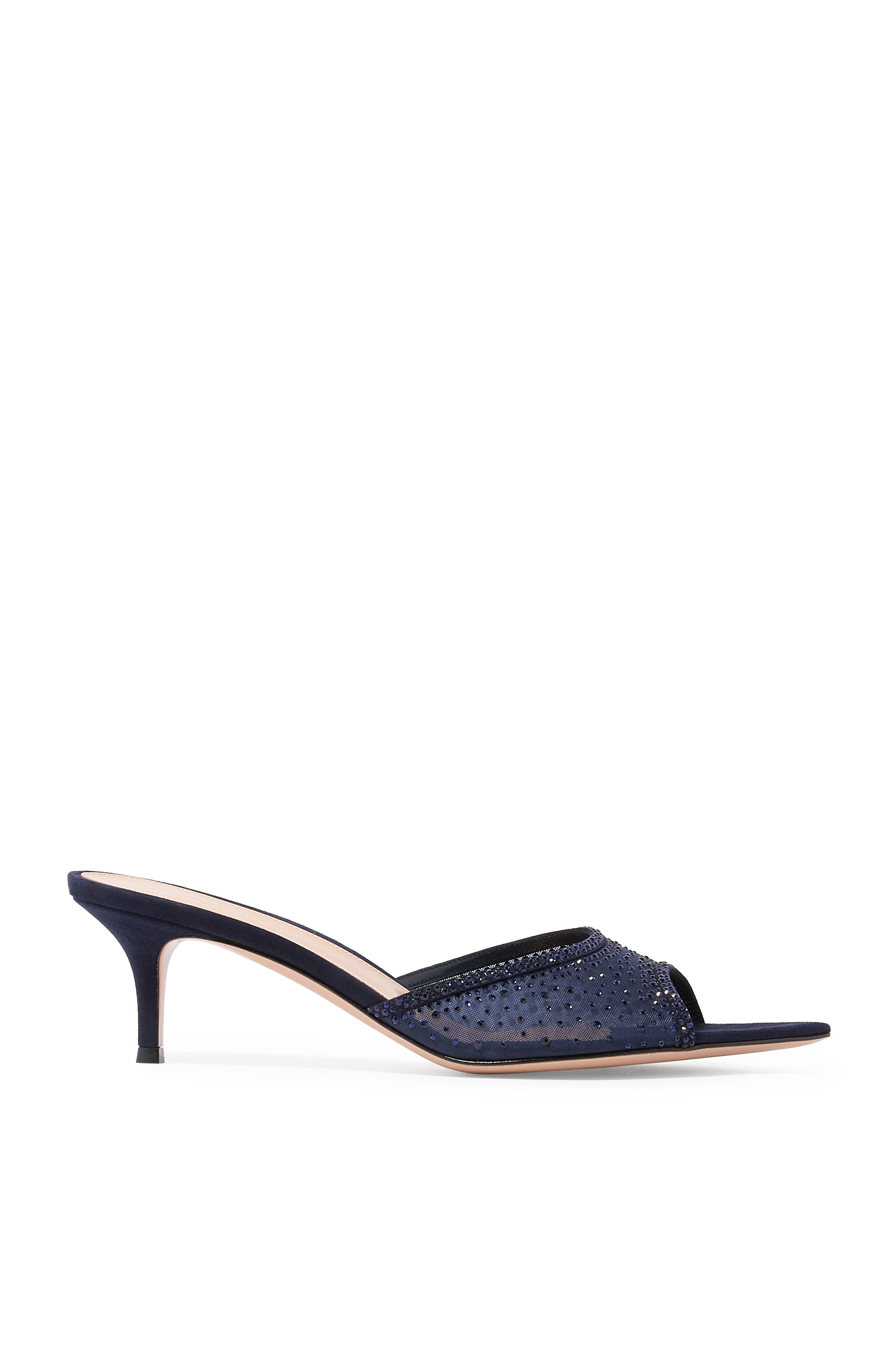 Rania 55 Embellished Mules in Suede and Organza 