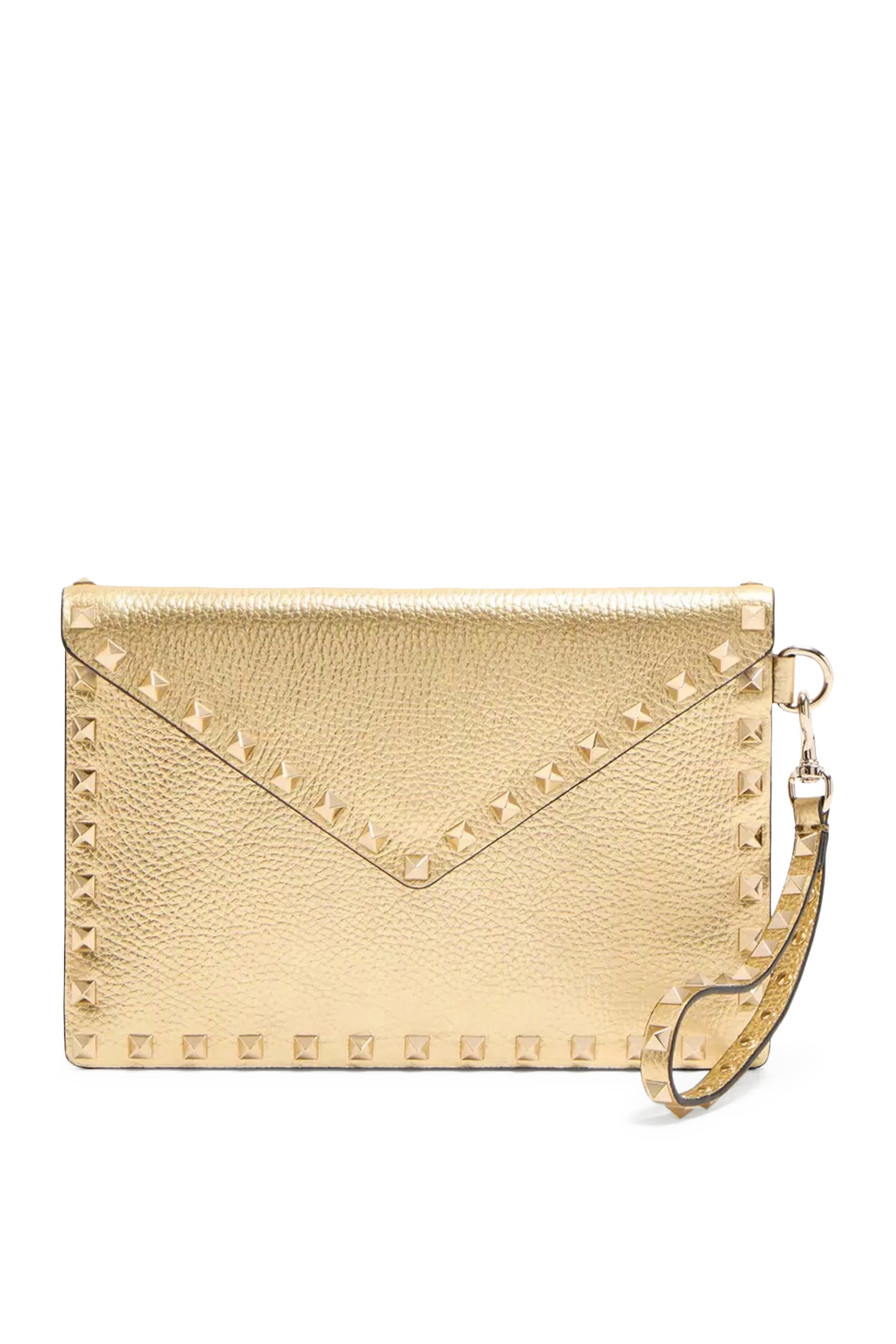 Rockstud Laminated Grainy Calfskin Clutch Bag