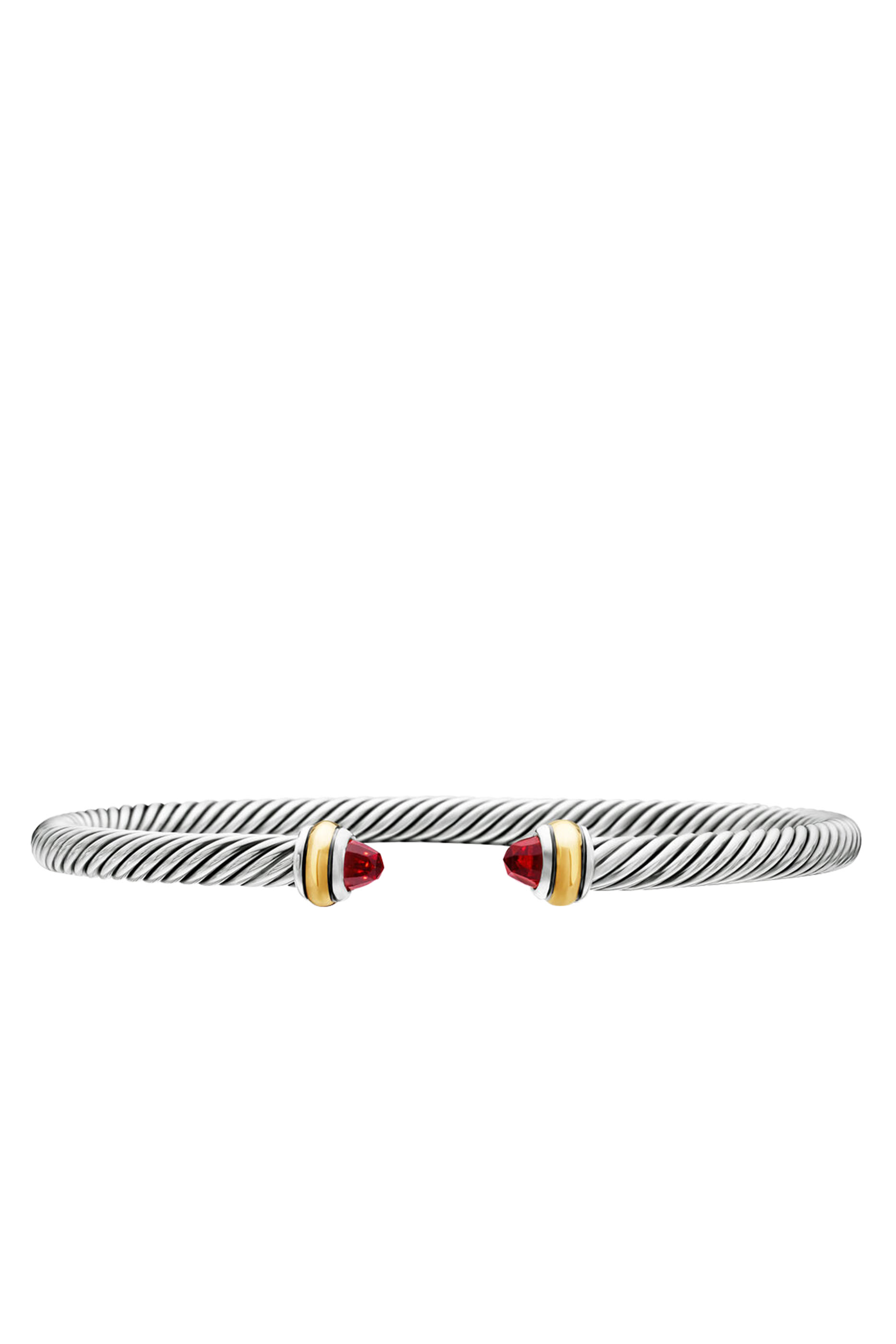 Classic Cable Bracelet, , 18k Yellow Gold with Sterling Silver & Garnets