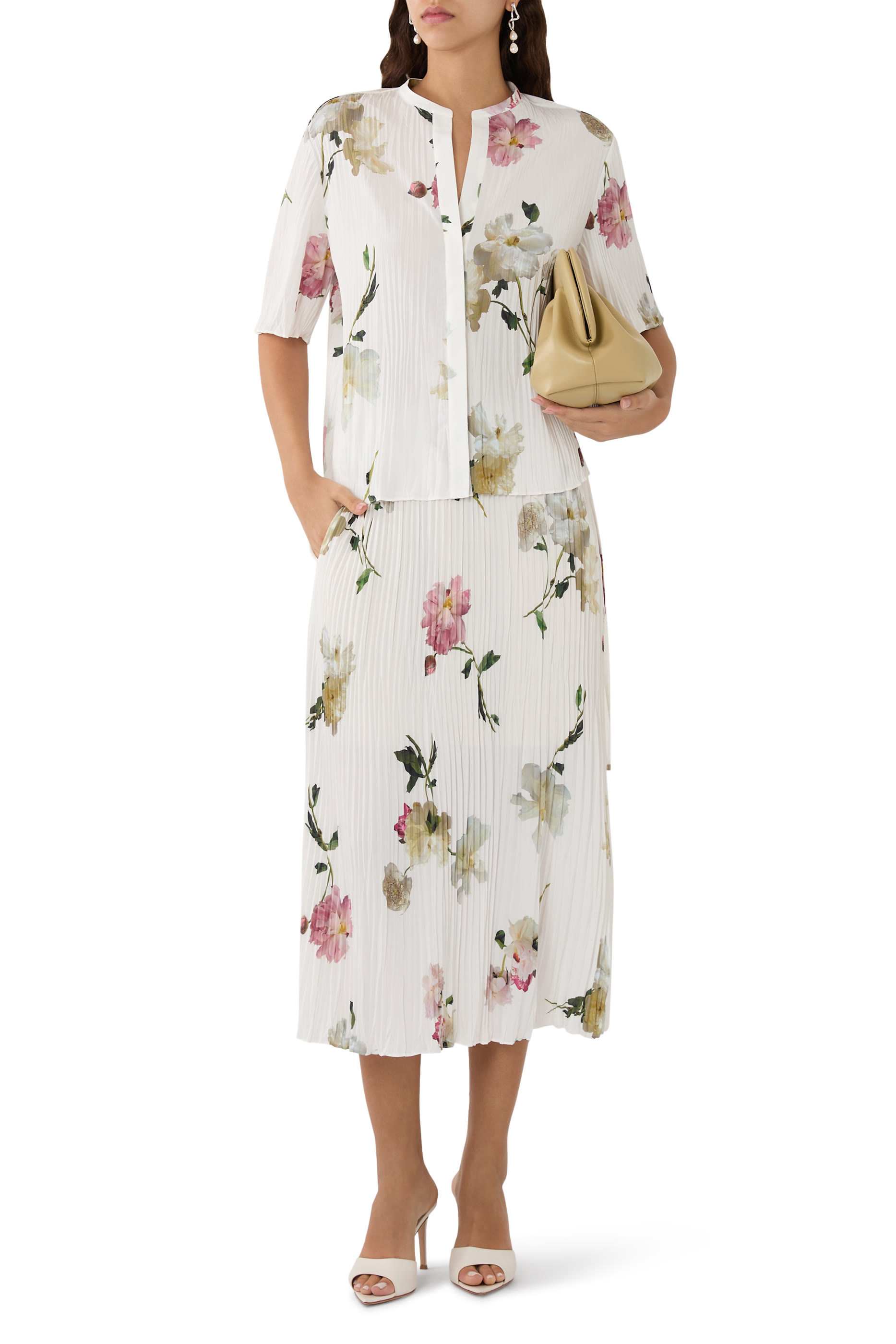 Wilted Peony Pleated Blouse