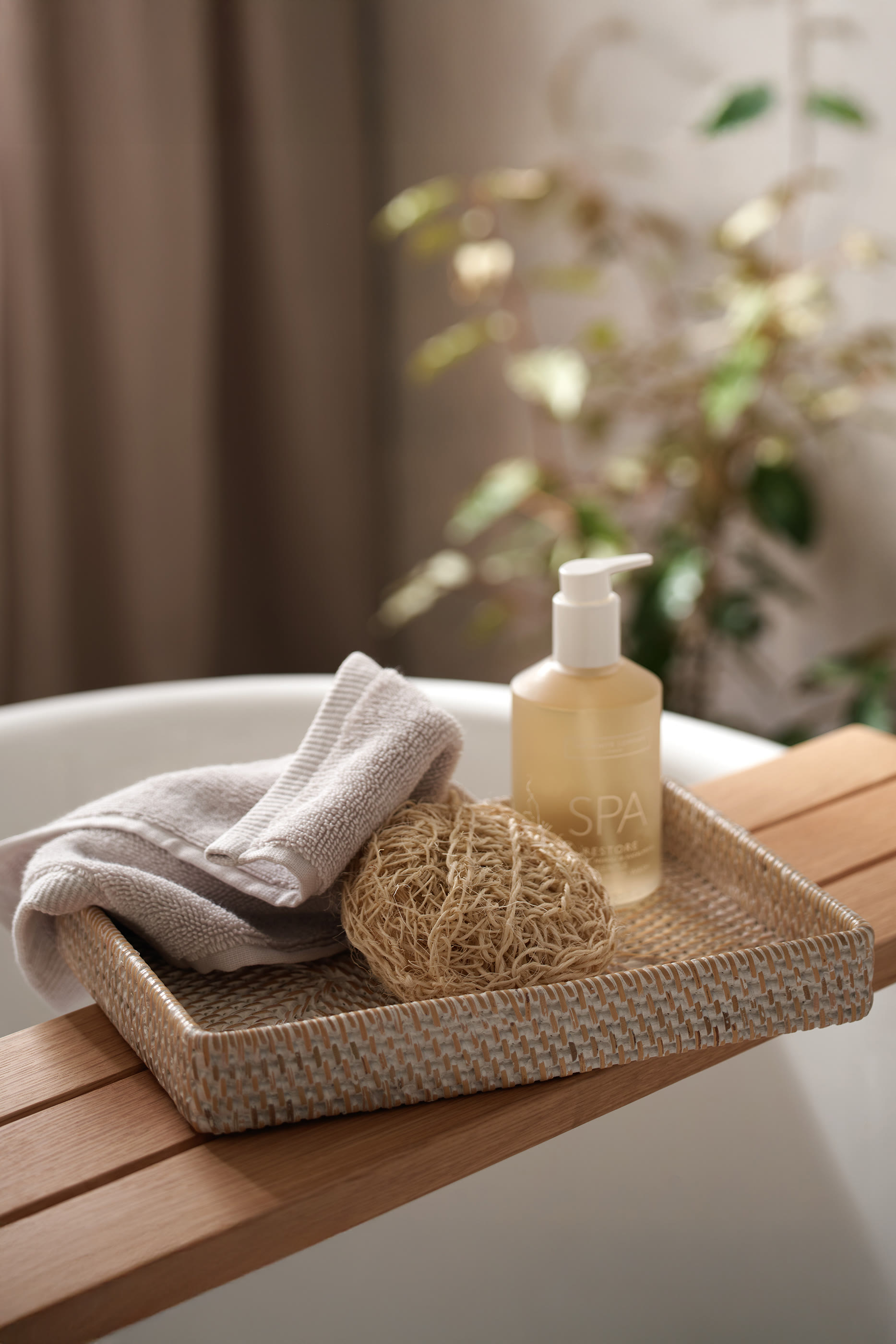 Whitewashed Rattan Vanity Tray