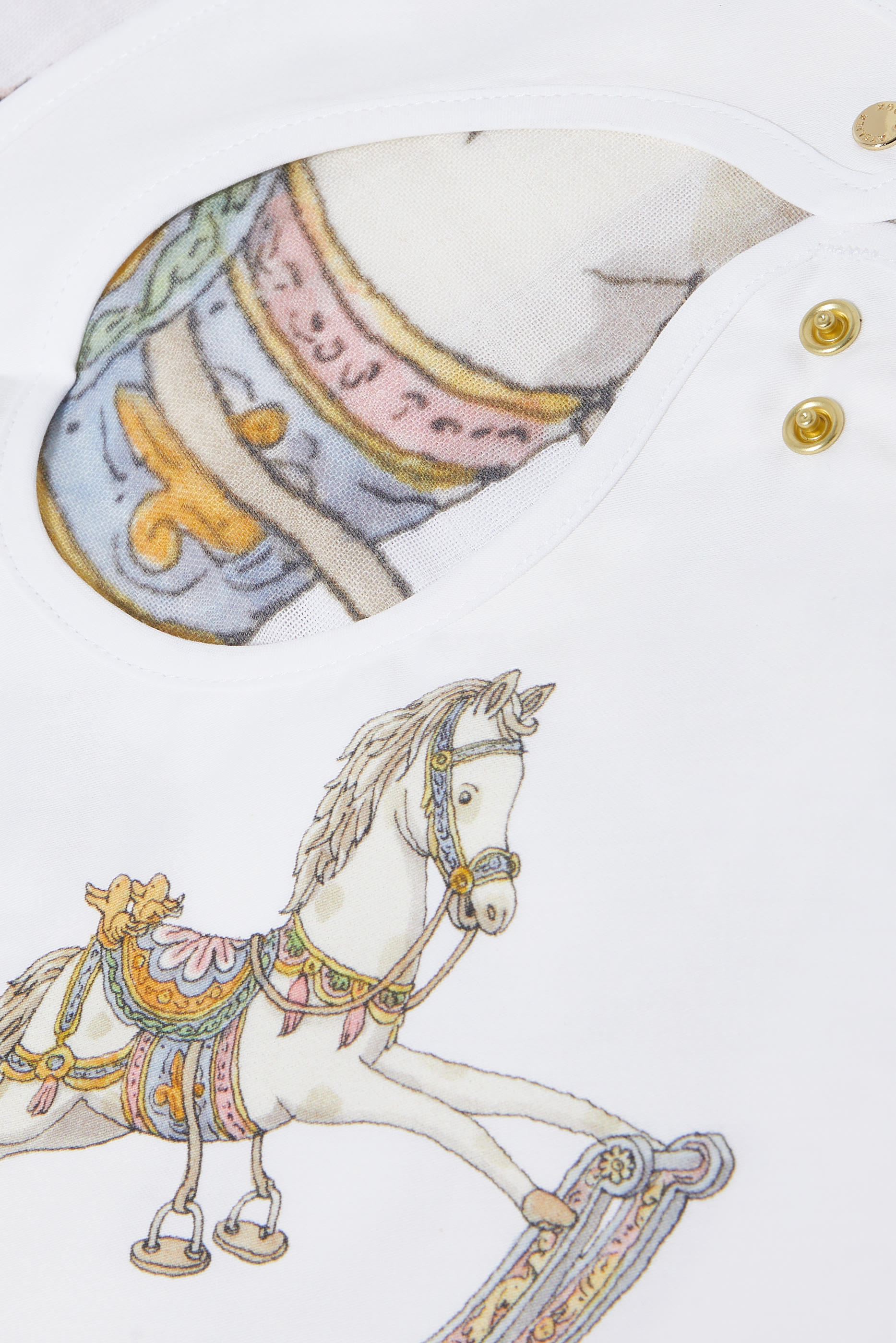 Kids Rocking Horse Carr&eacute; & Satin Bib Set 