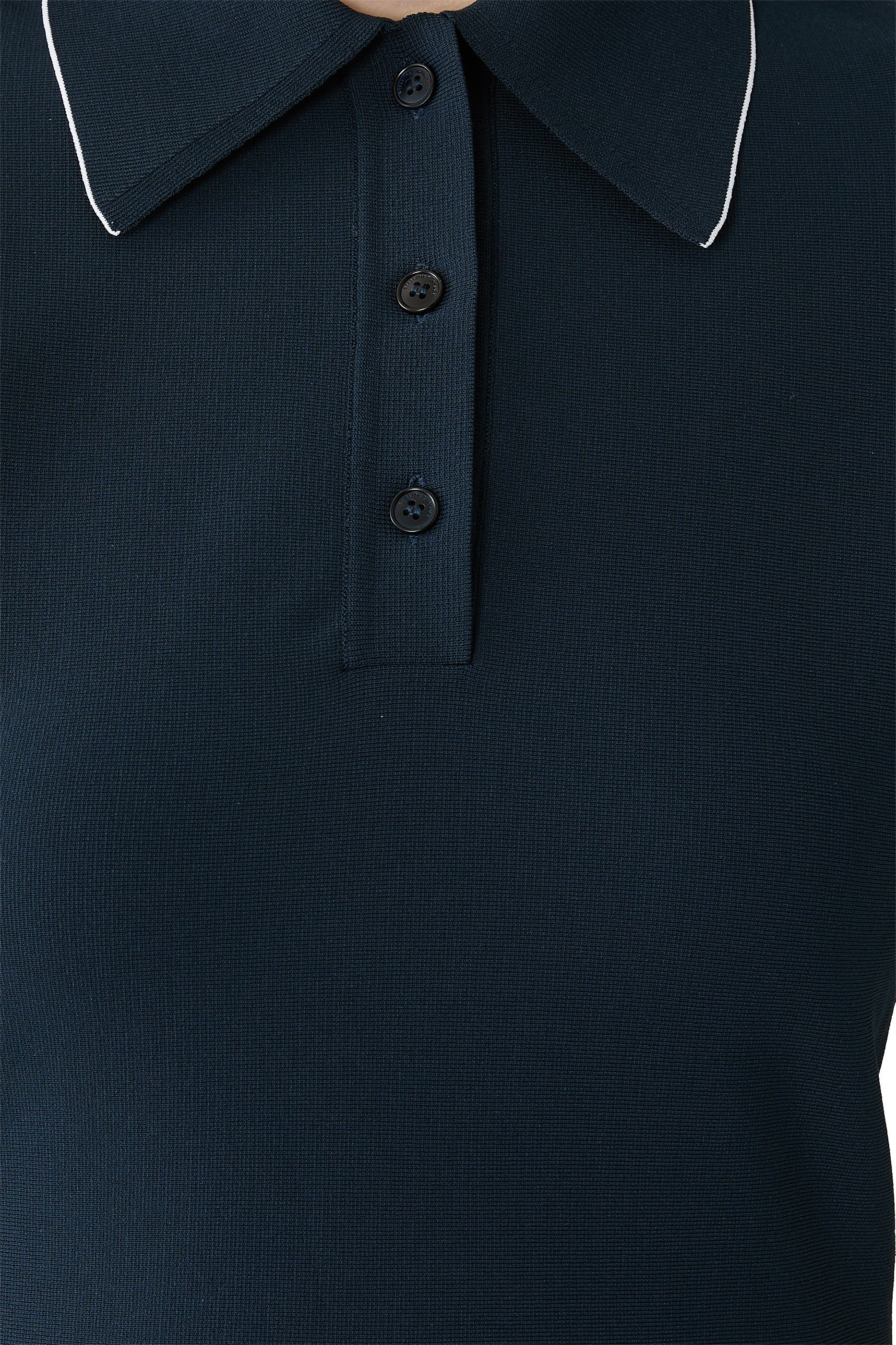 Compact Knit Peplum Polo Top