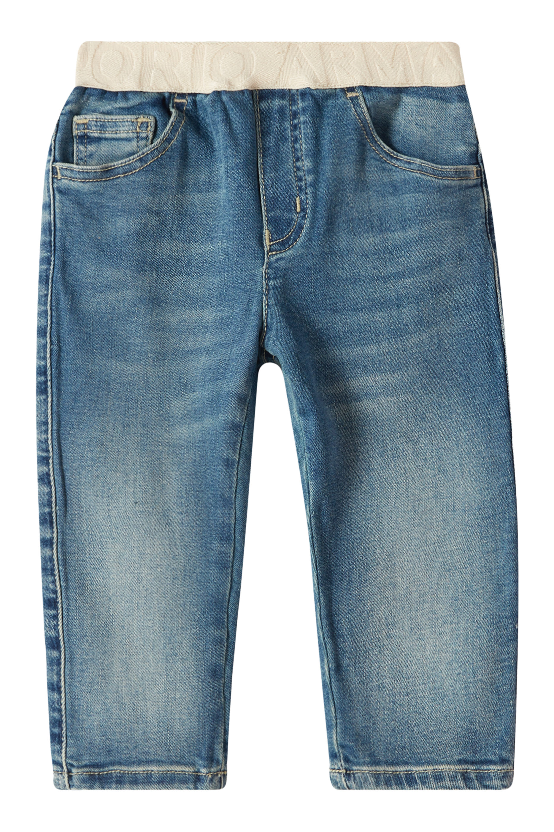 Kids Elasticated Logo Waistband Denim Jeans