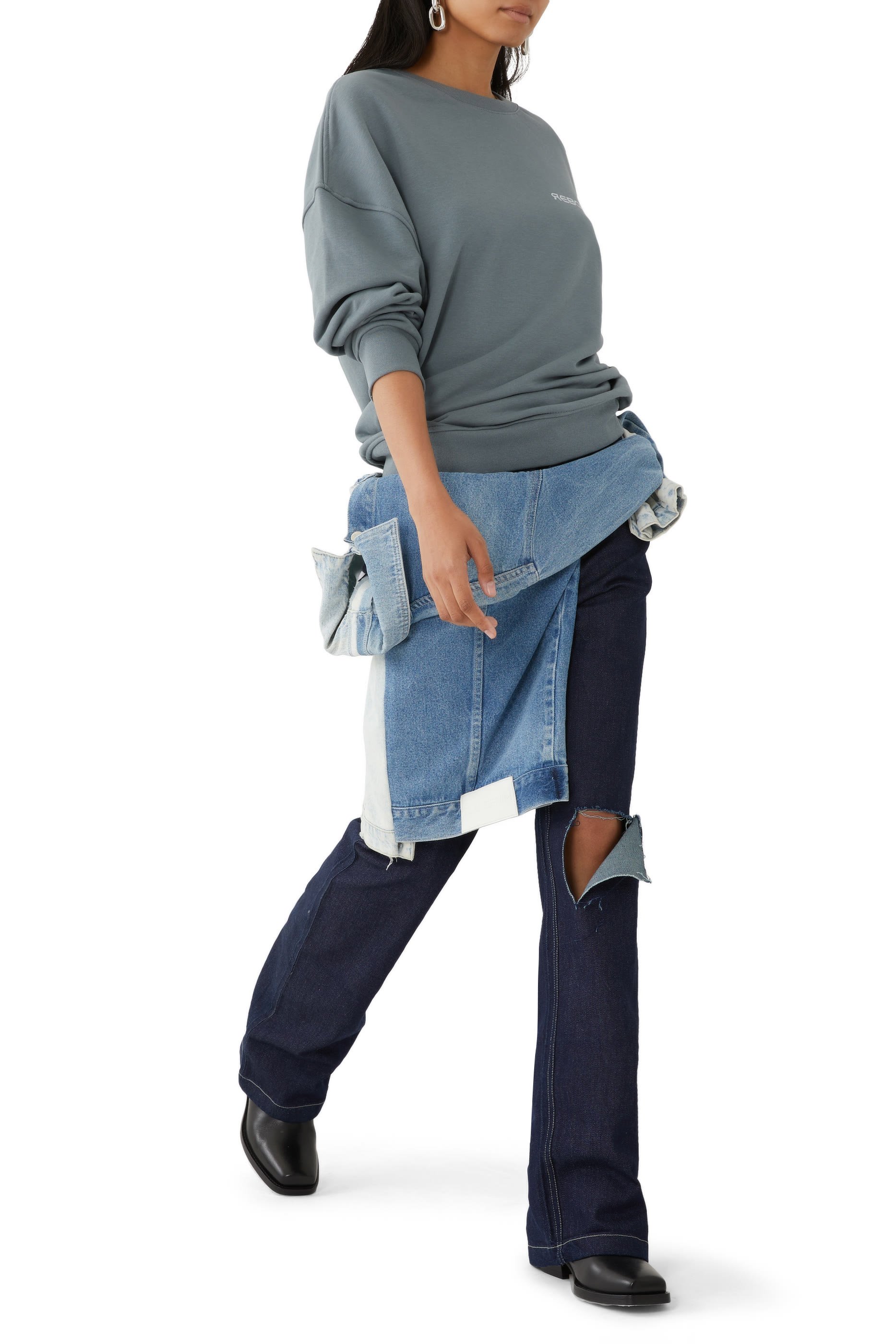 Straight Fit Distressed Denim Pants