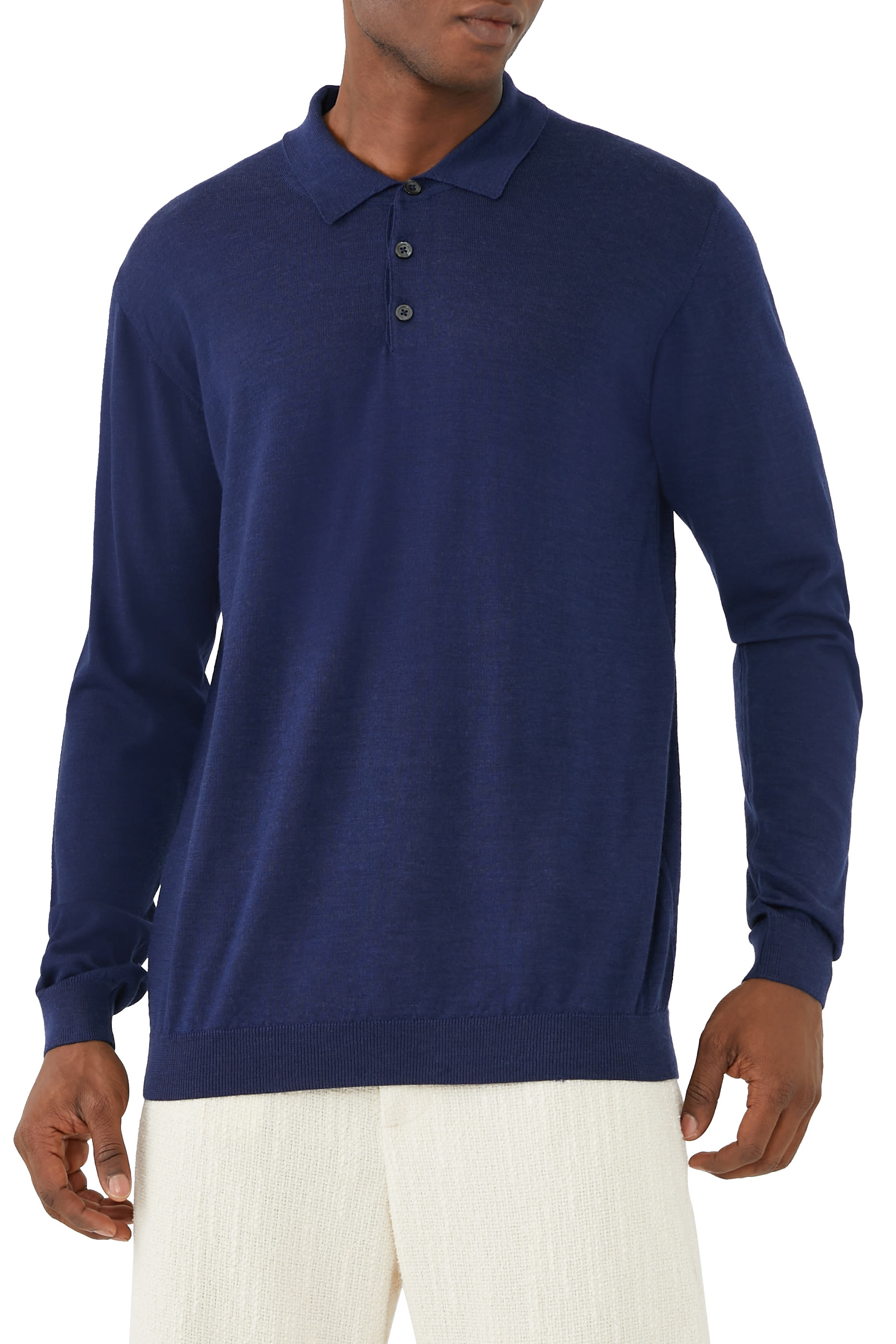 Long-Sleeve Knit Polo Shirt