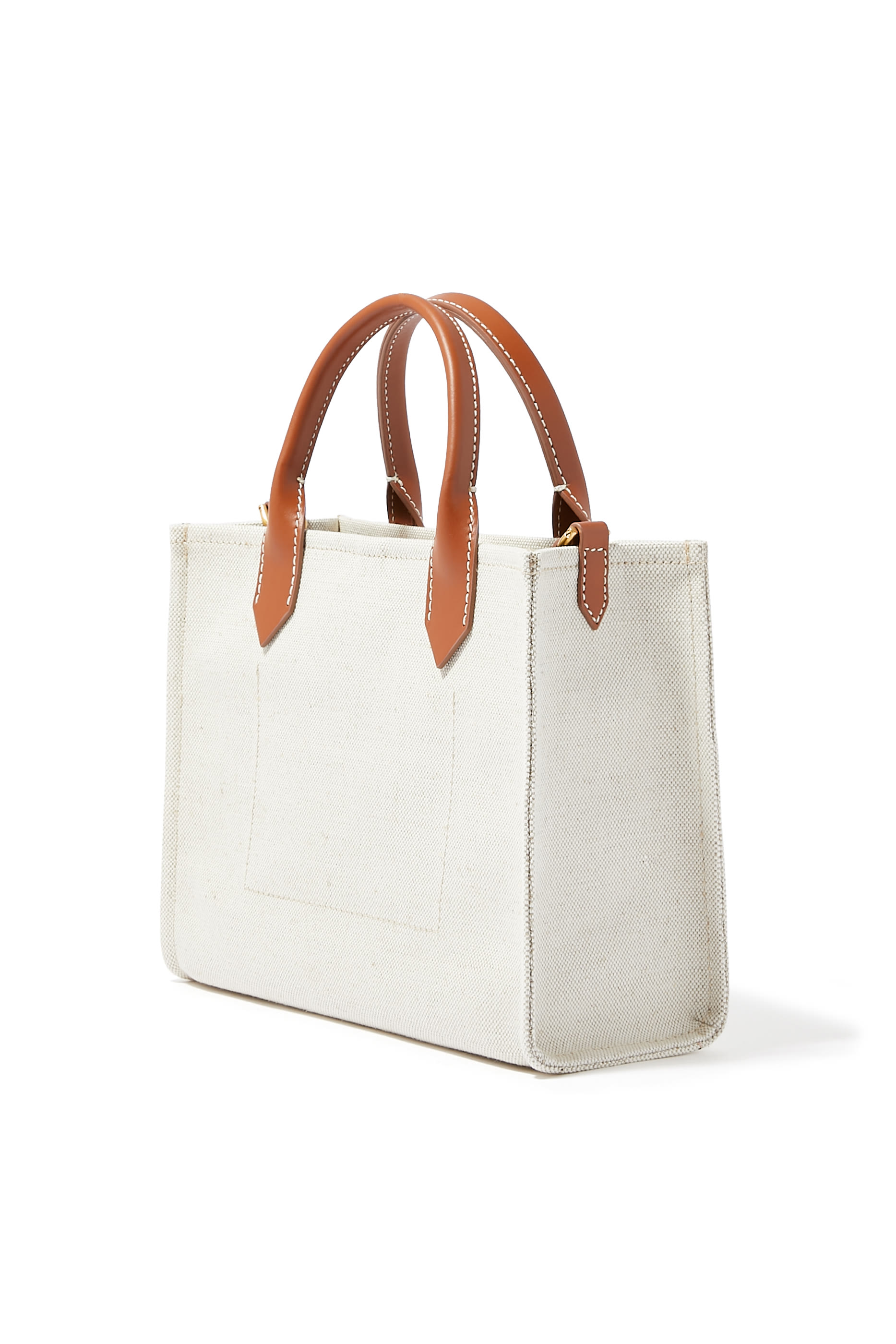 B-Army Small Canvas Shopping Bag with Leather Inserts