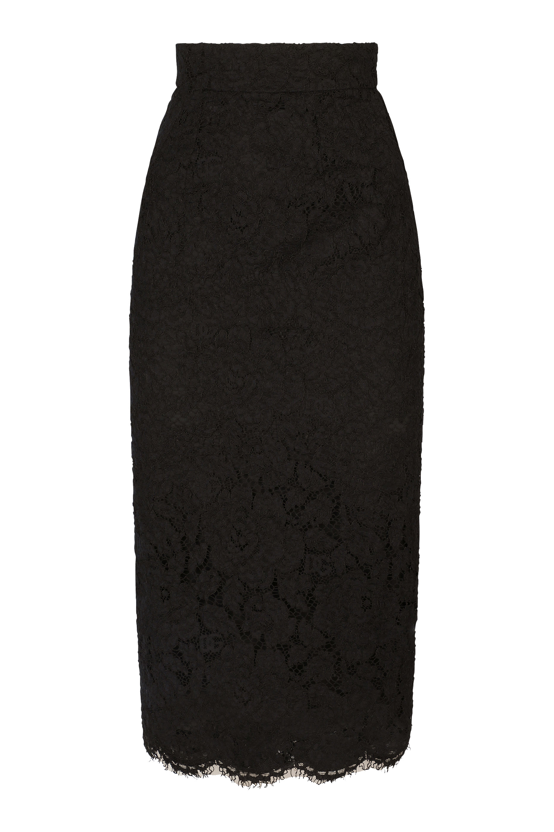 Branded Stretch Lace Midi Skirt