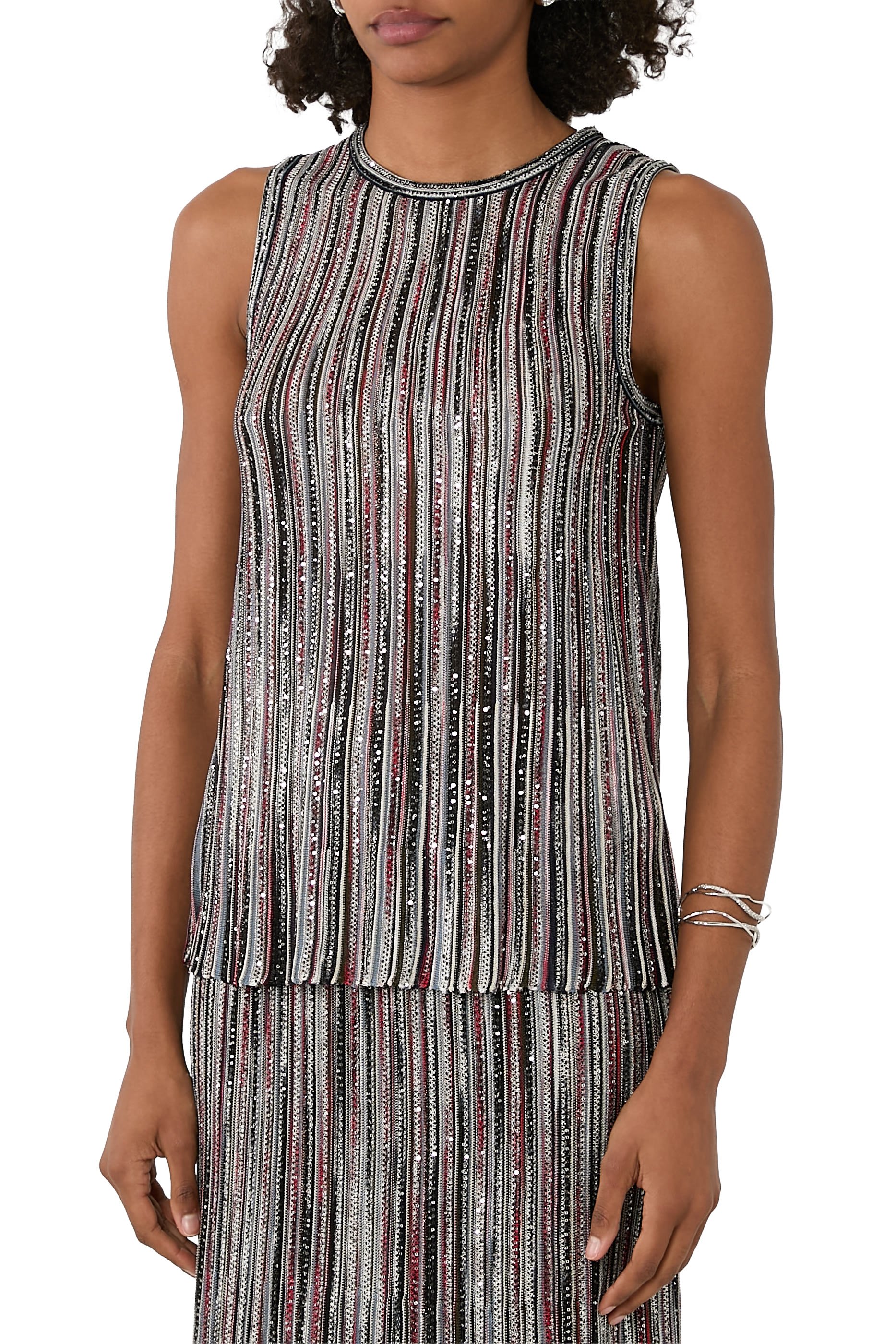 Partialized Knit Lurex Top