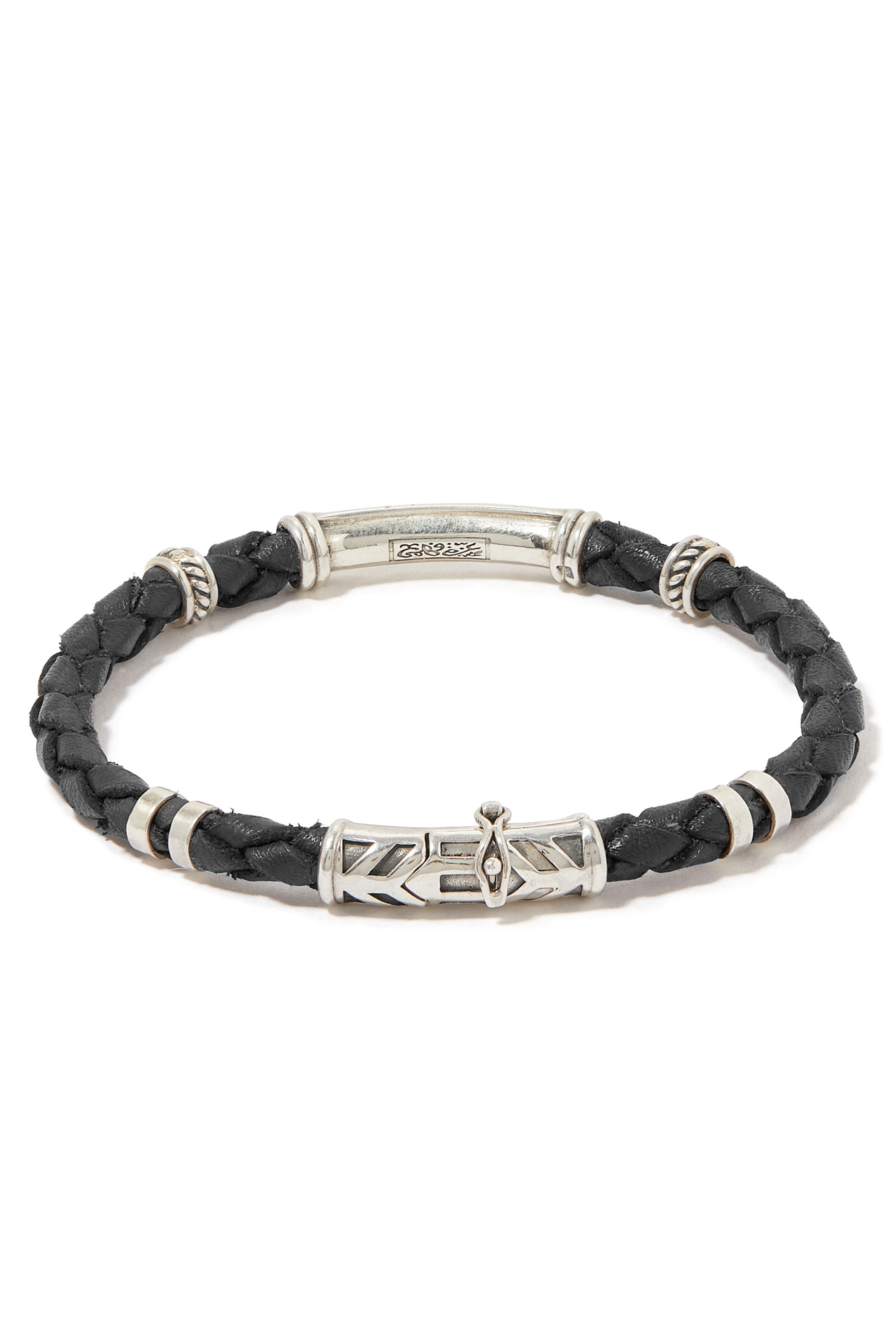 Calligraphy Bracelet, Silver & Leather