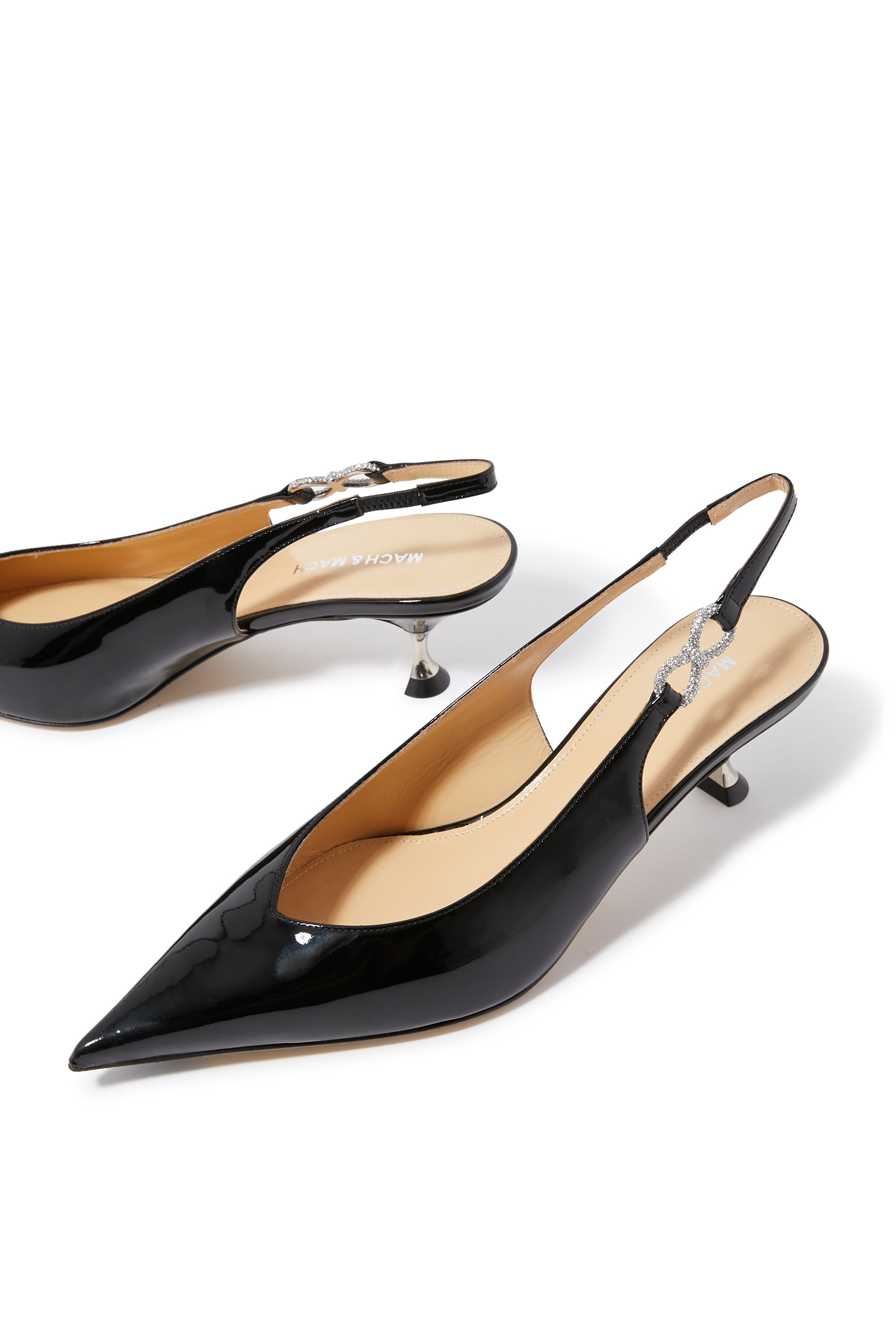 Crystal Bow Pointed Toe 55 Slingback Mules