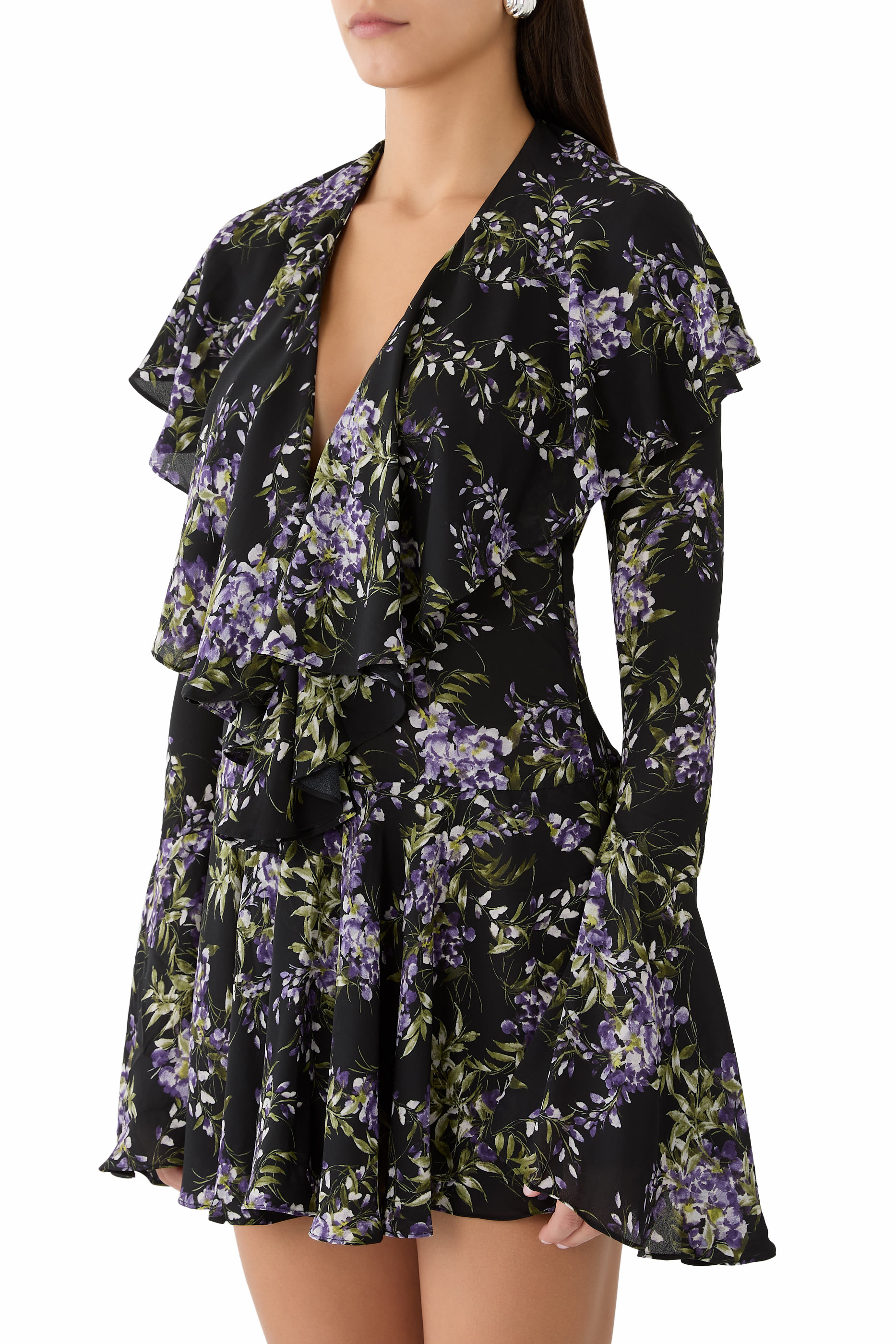 Ruffled Floral-Print Dress