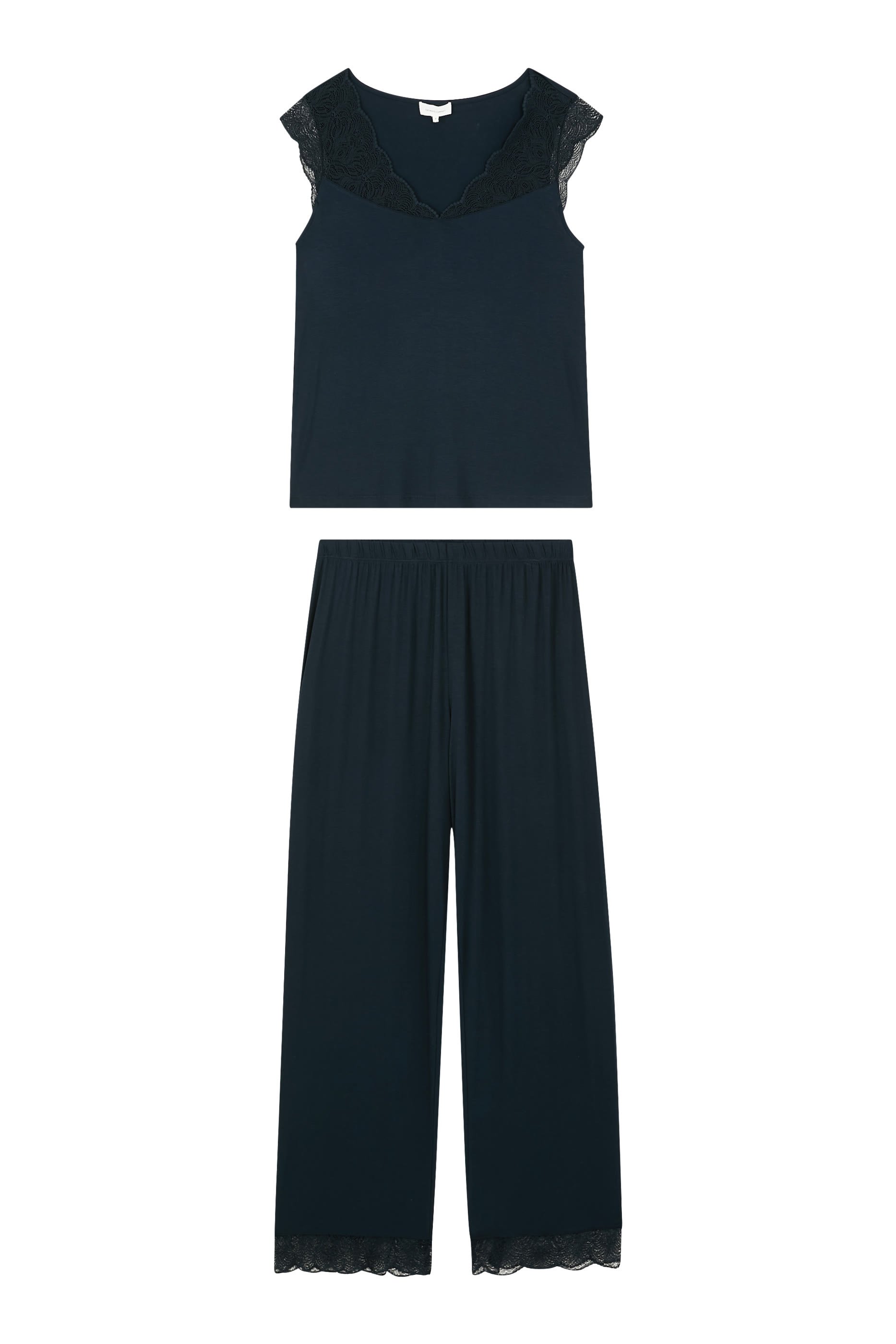  Jersey Lace Detail Pyjama Set