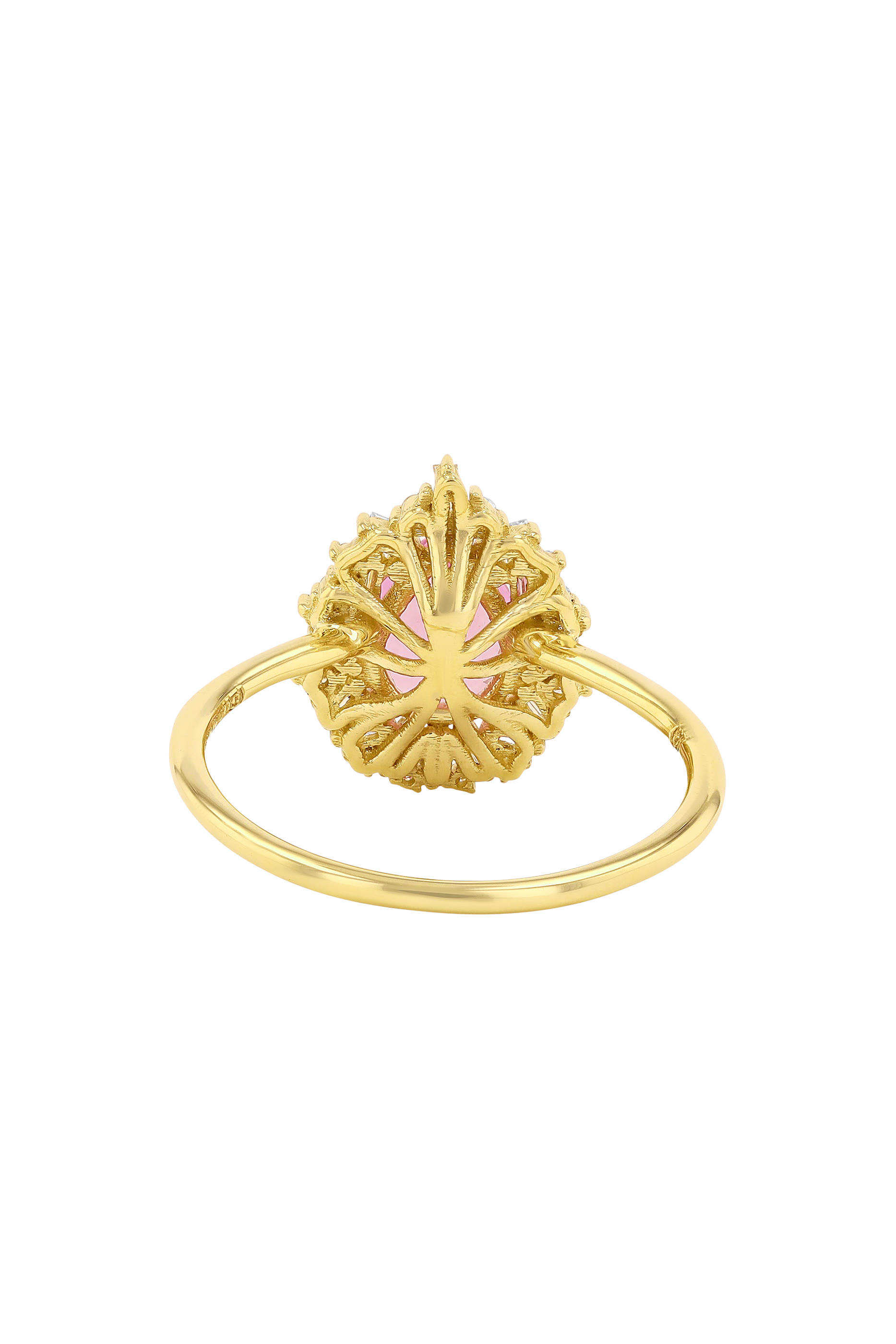 One of a Kind Tear Drop Ring,  18K Yellow Gold with Sapphire & Diamonds