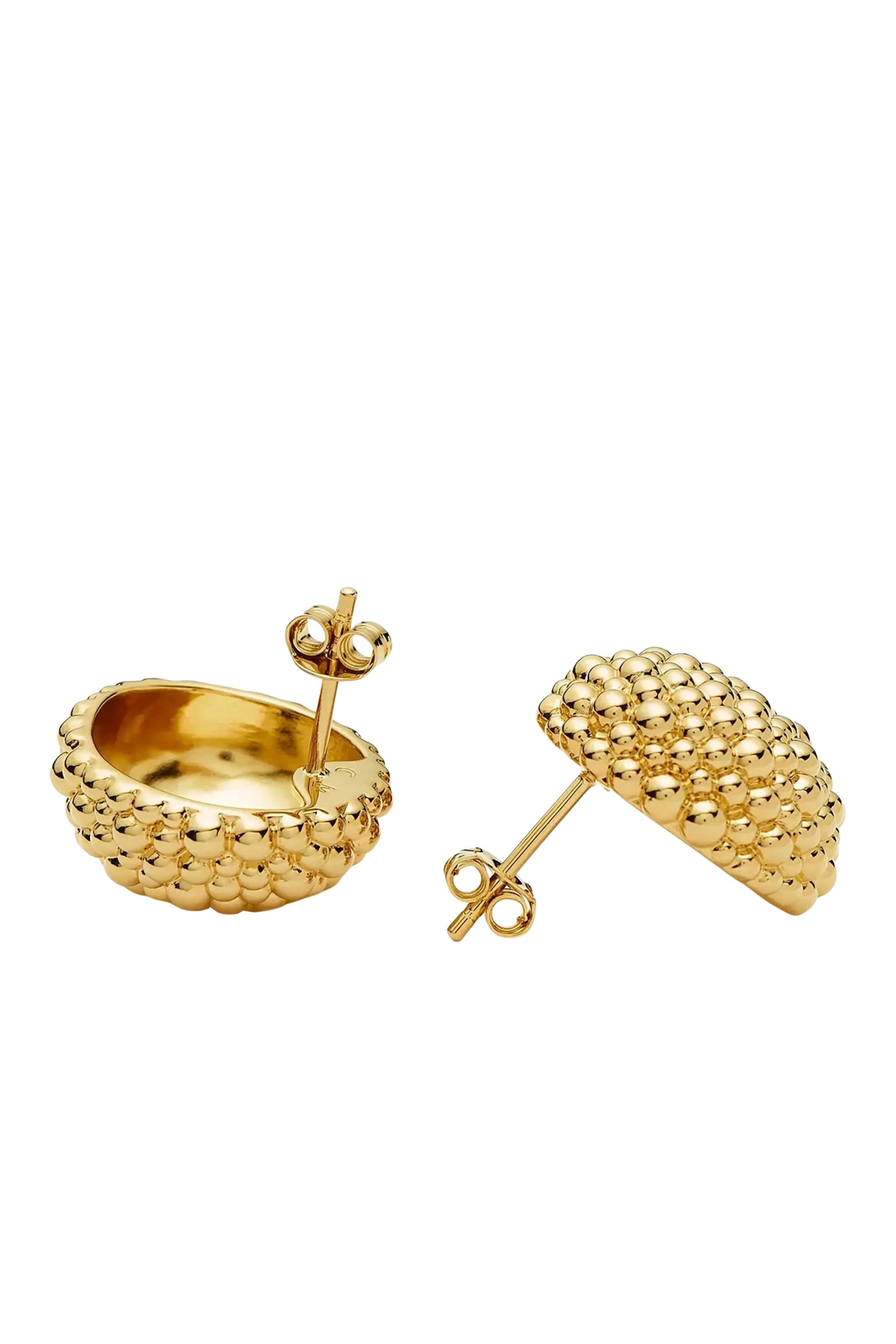 Baya Dome Stud Earrings, 18ct Recycled Gold Plating on Brass