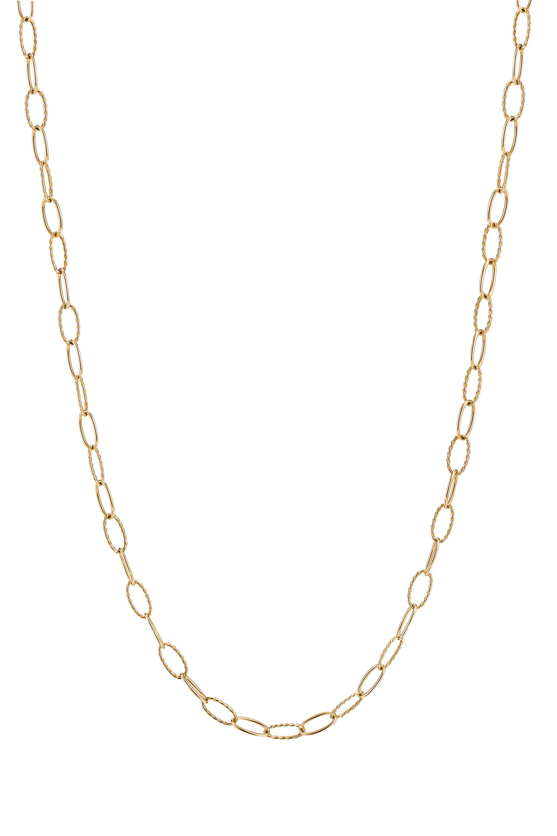Elongated Oval Link 18in Necklace, 18k Yellow Gold