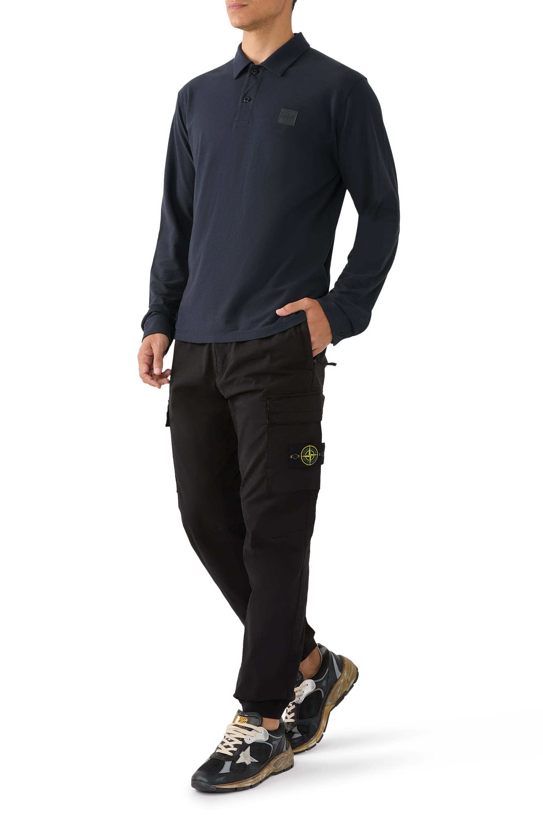 Ghost Patch Long Sleeves Polo Shirt