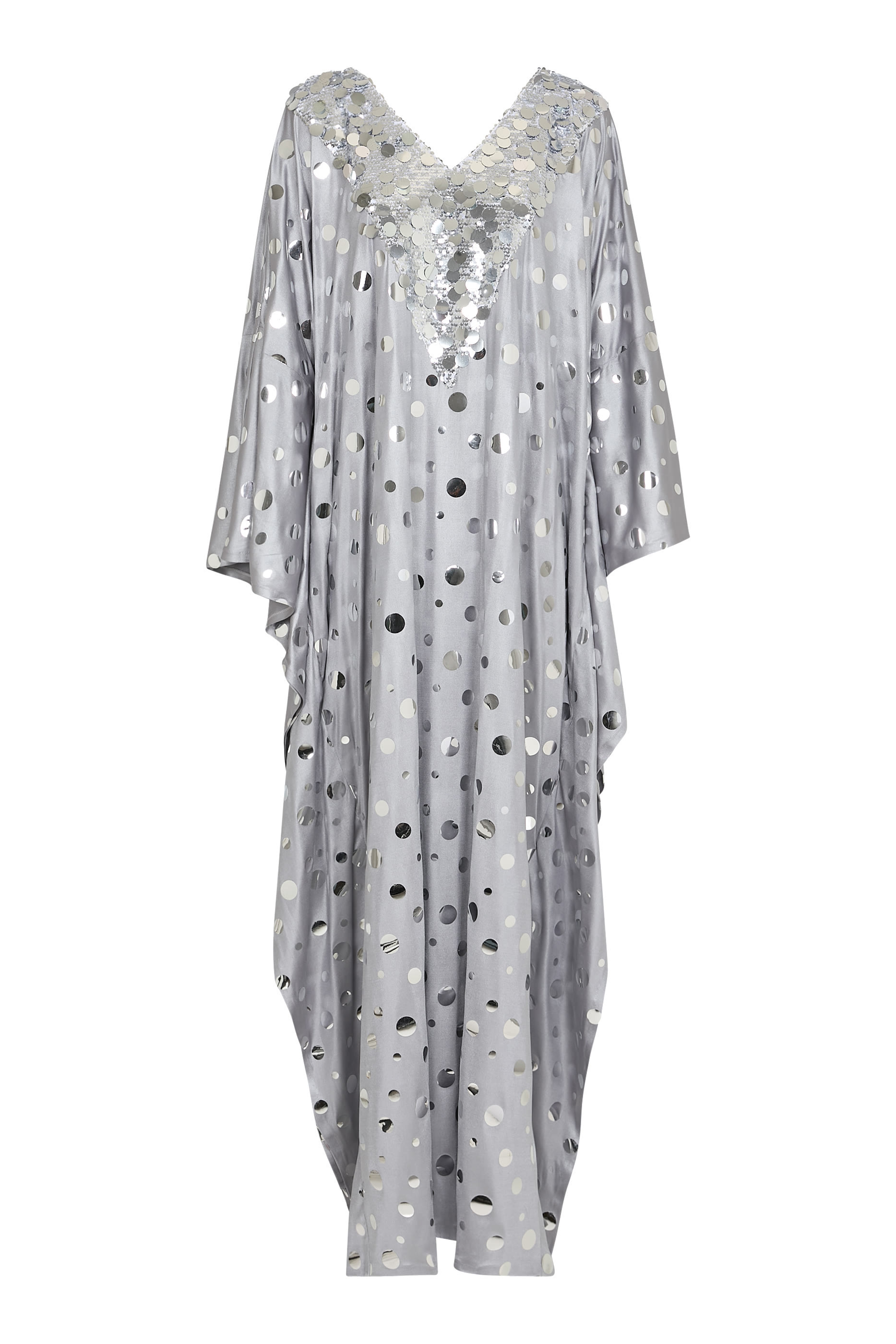  Polka Dot Embellished Kaftan With Scarf