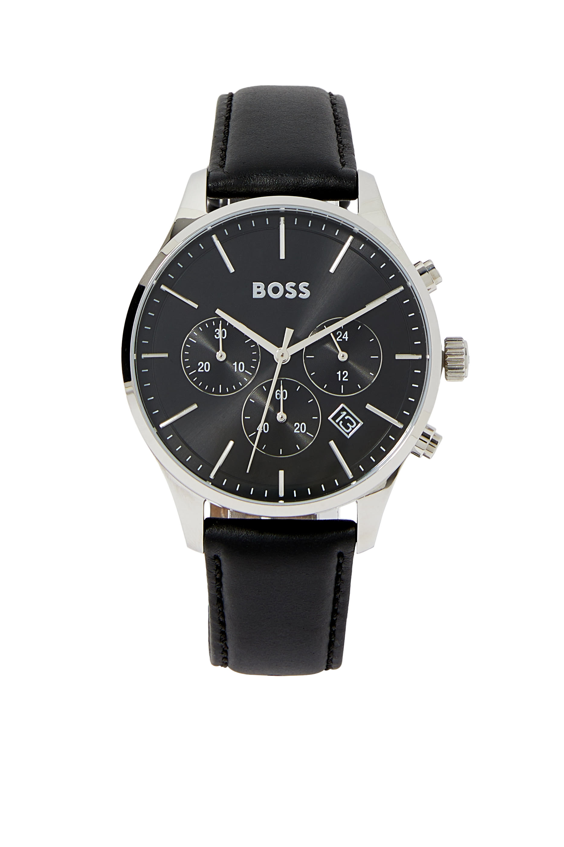 Leather-Strap Chronograph Watch