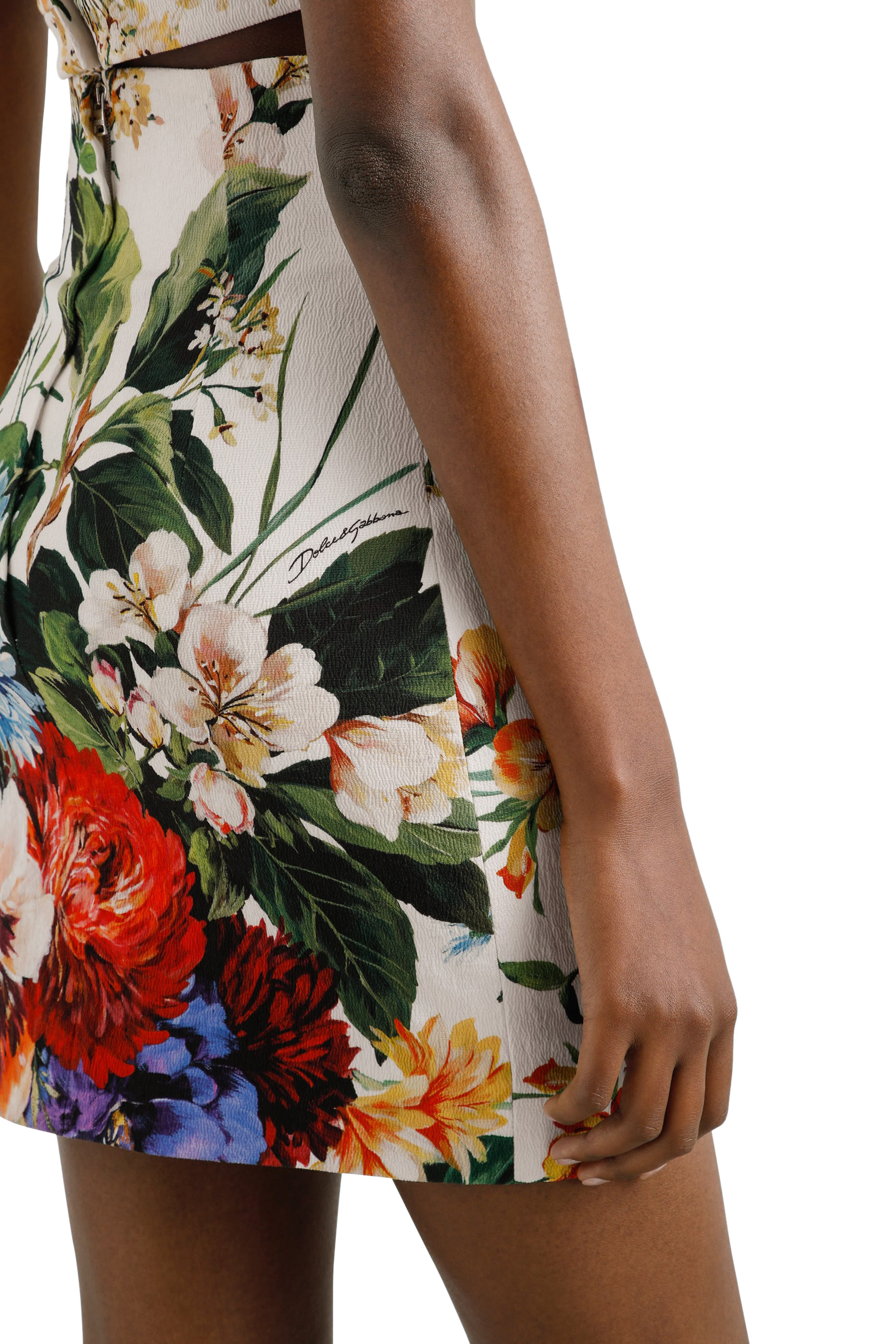 Flower Bouquet-Print Mini Skirt
