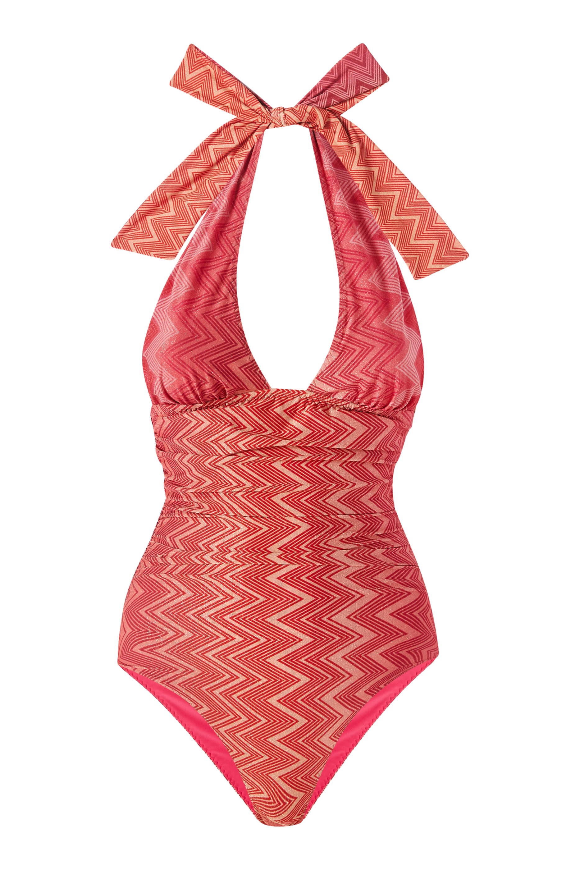 Stretch Nylon Zig Zag Lamé One-Piece Swimsuit
