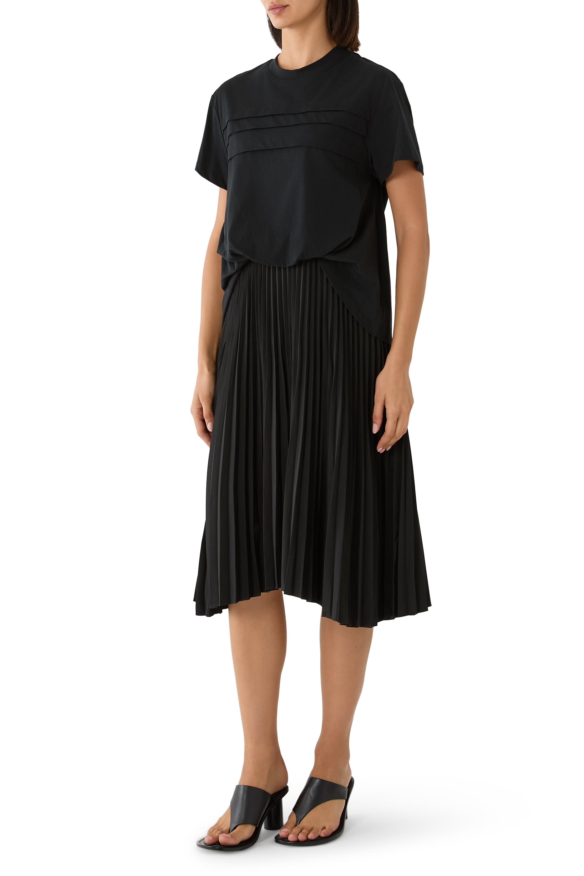 Pleated Tucked T-Shirt Combo Dress