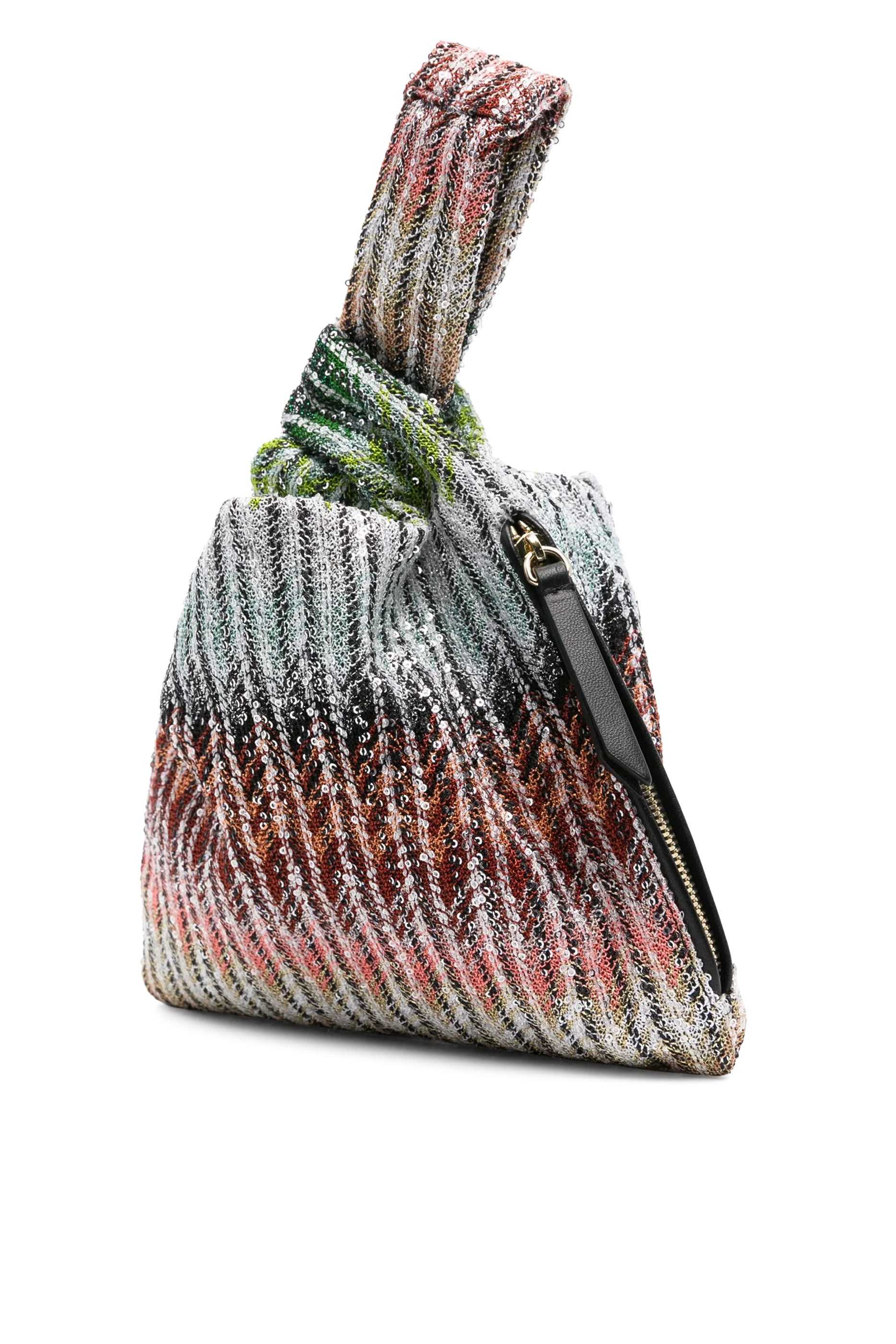 Exclusive Chevron Raschel Sequinned Knot Bag