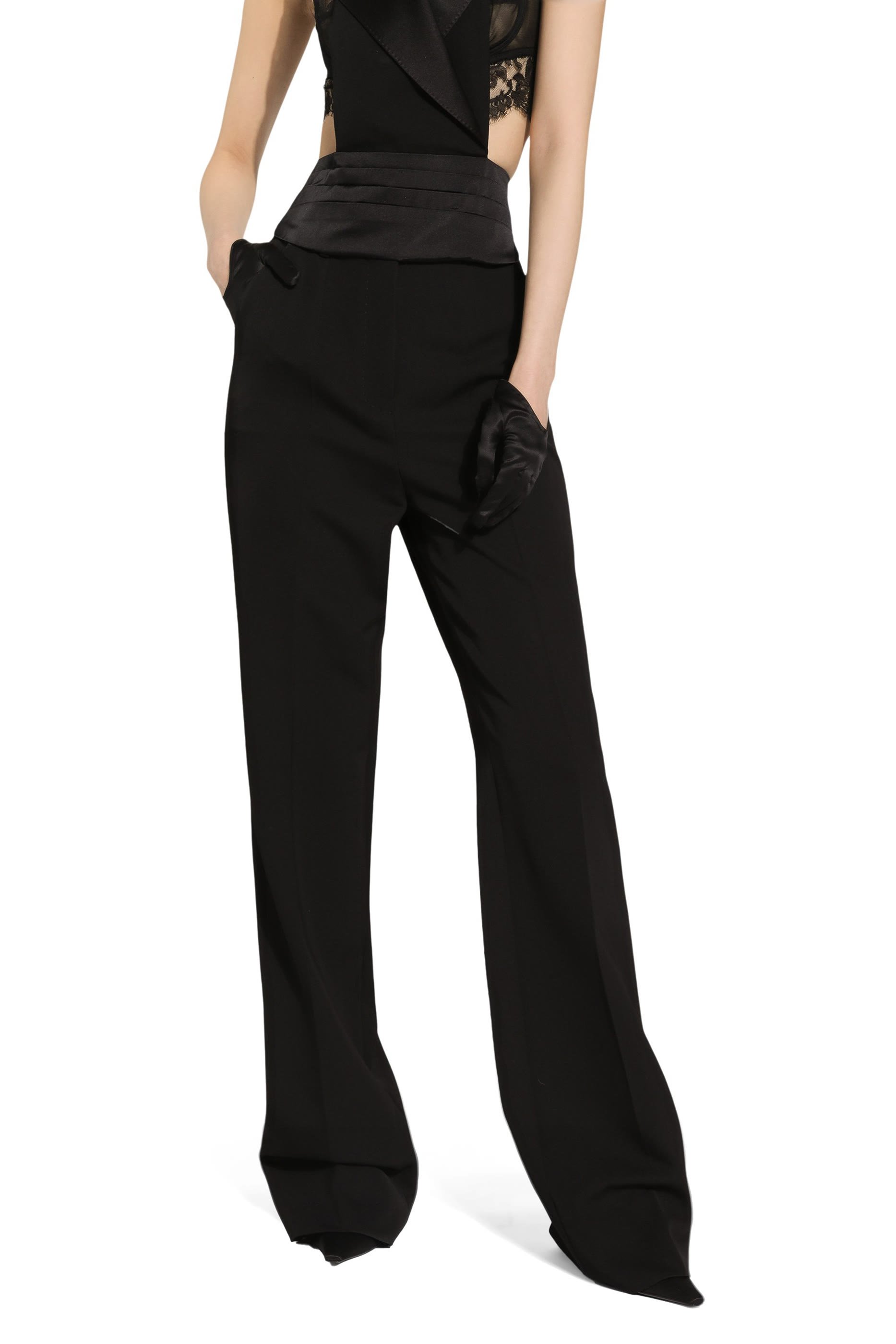 Wool Gabardine Tuxedo Pants