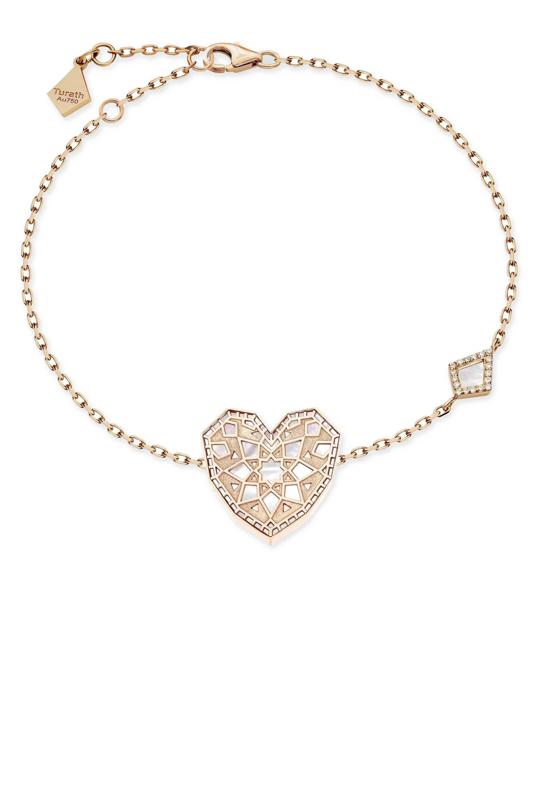 Qalb Turath Small Bracelet, 18k Pink Gold & Mother-of-Pearl, Diamonds