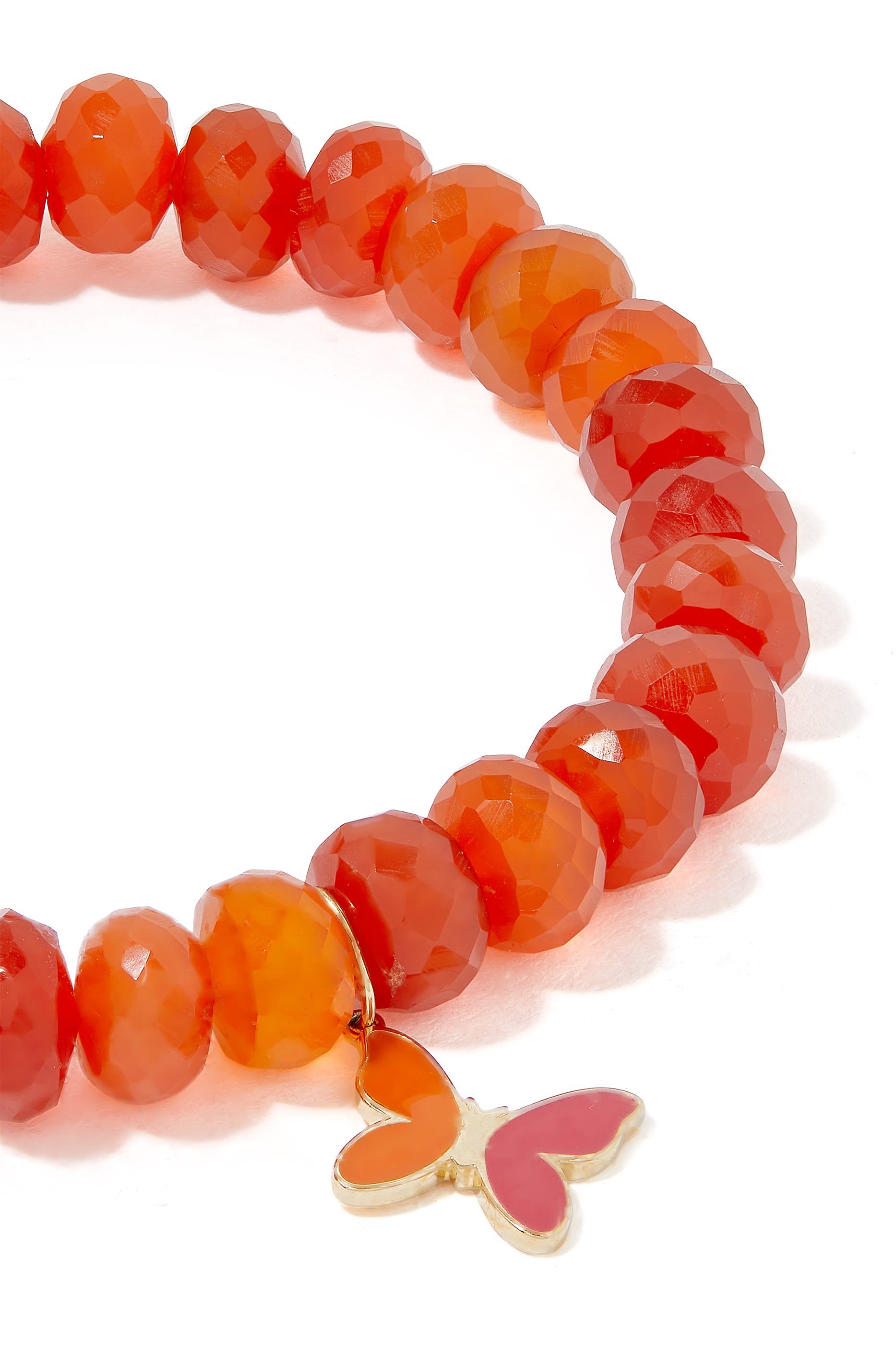 Butterfly Rondelle Beaded Bracelet, 14K Yellow Gold & Carnelian