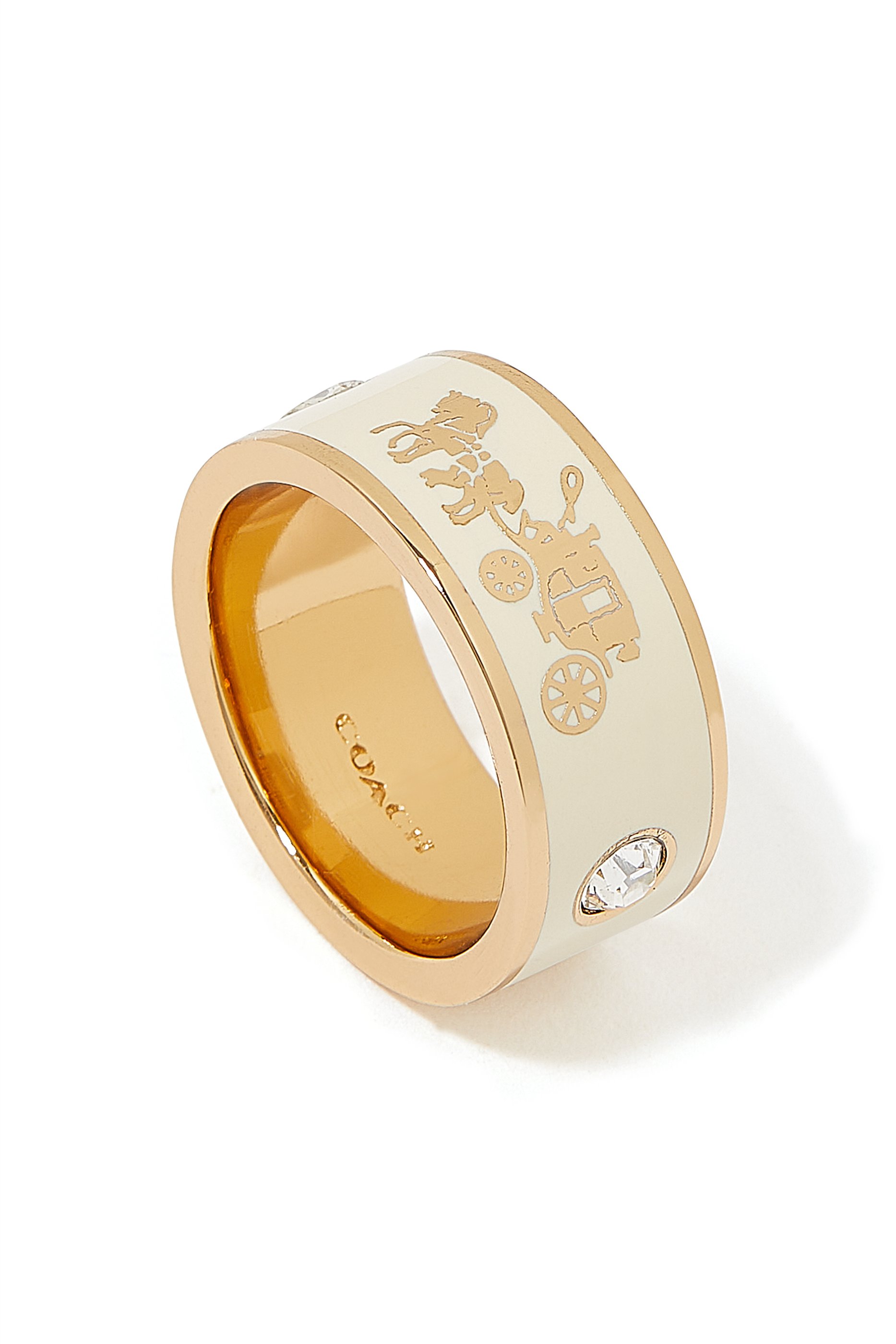Enamel Horse & Carriage Band Ring
