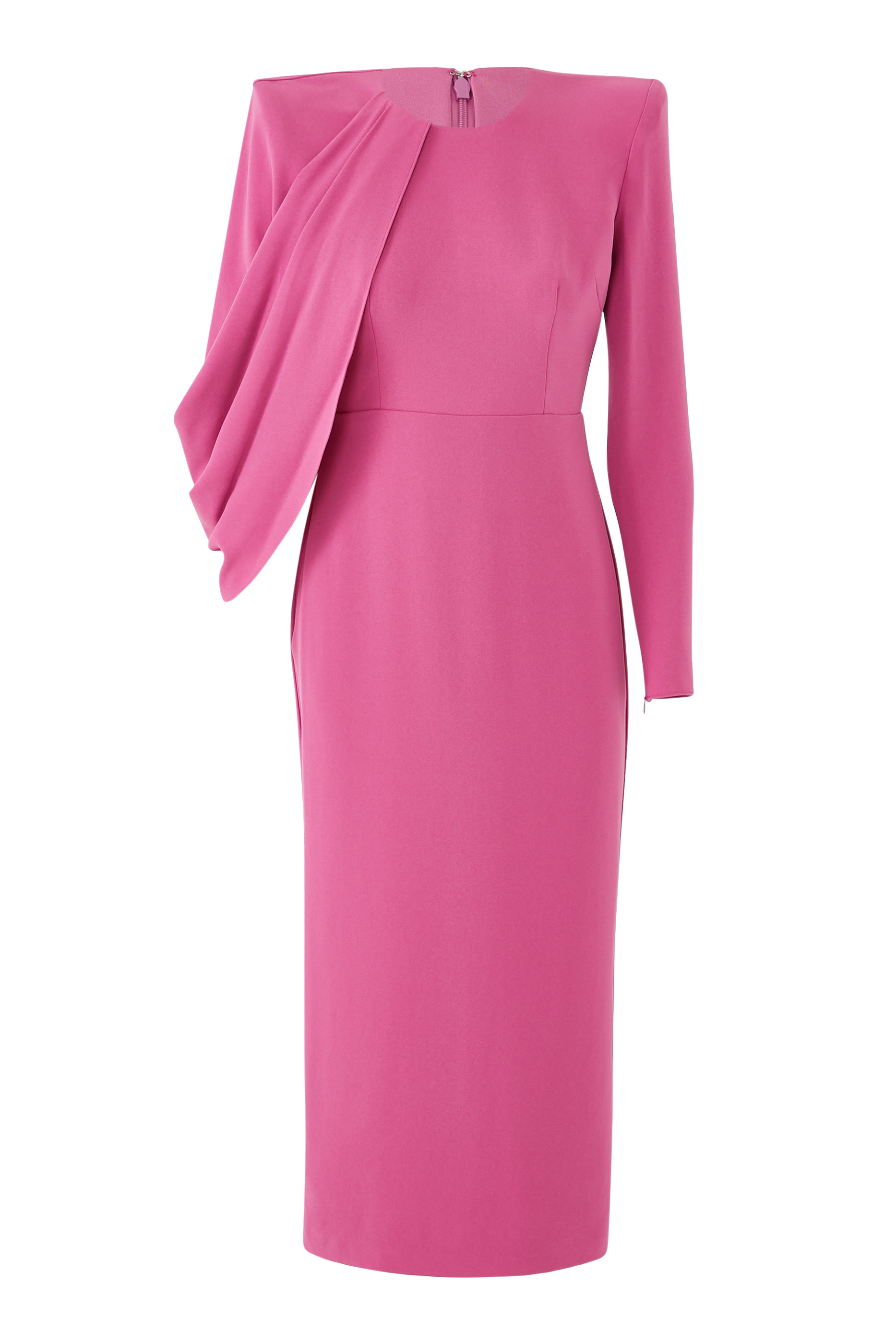 Asymmetric Crepe Midi Dress