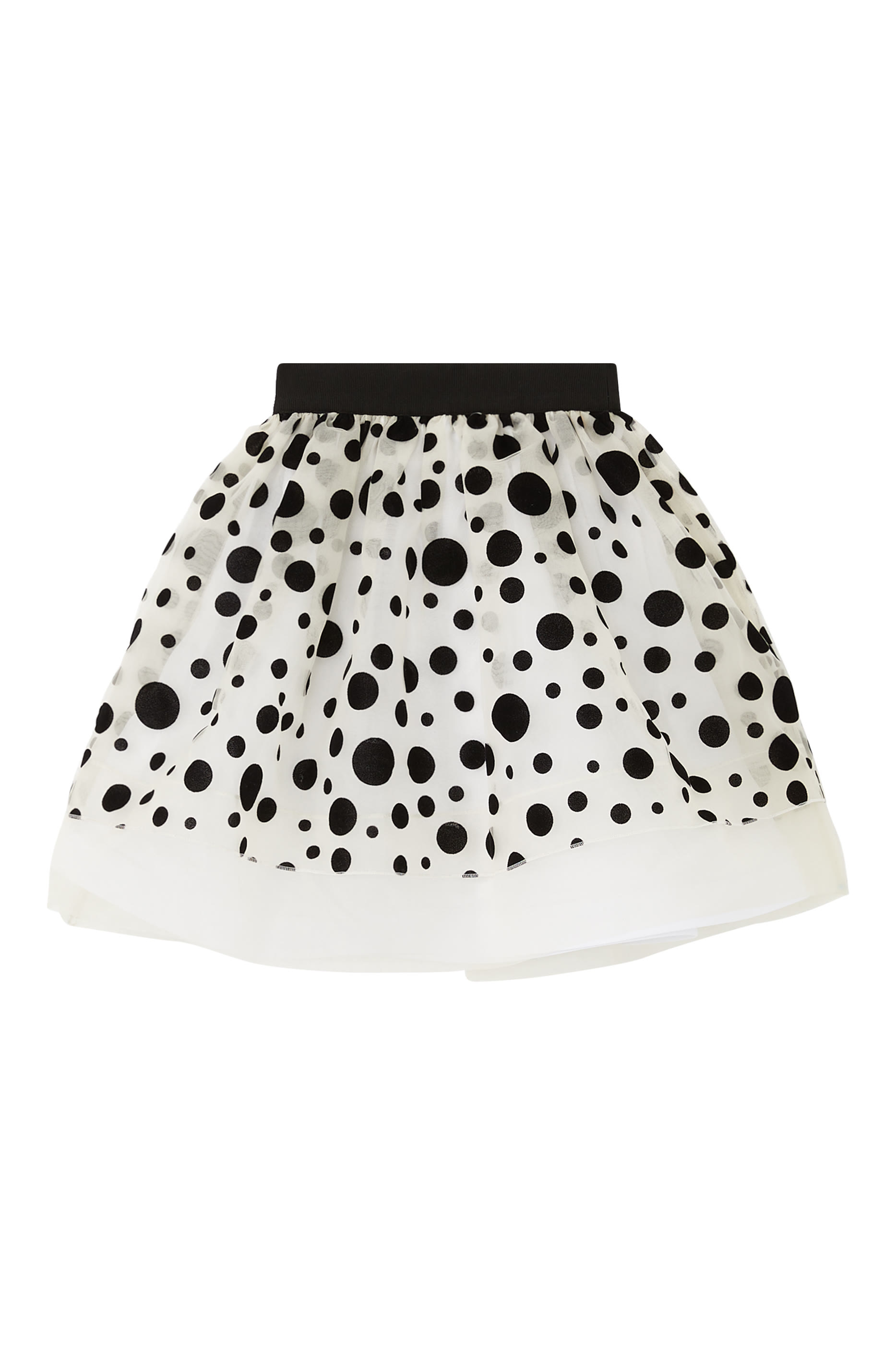 Flock Polka-Dot Organza Skirt