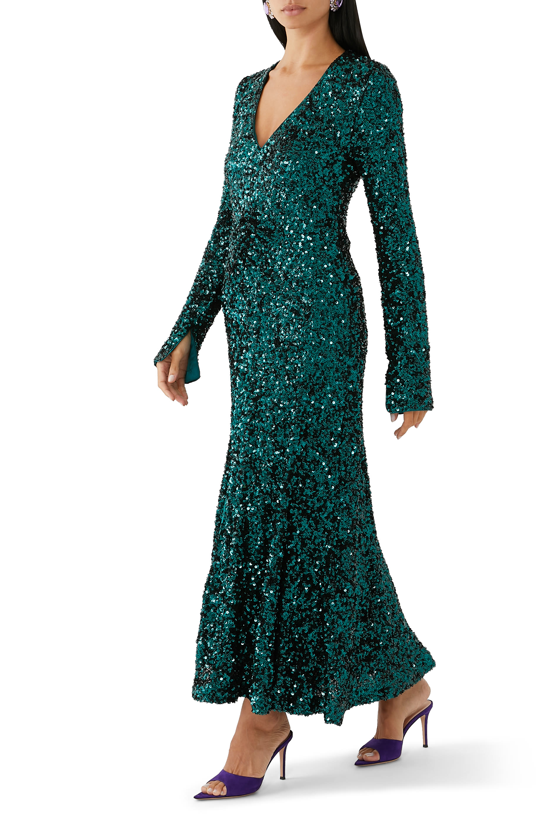 Sequin Midi Slit Dress