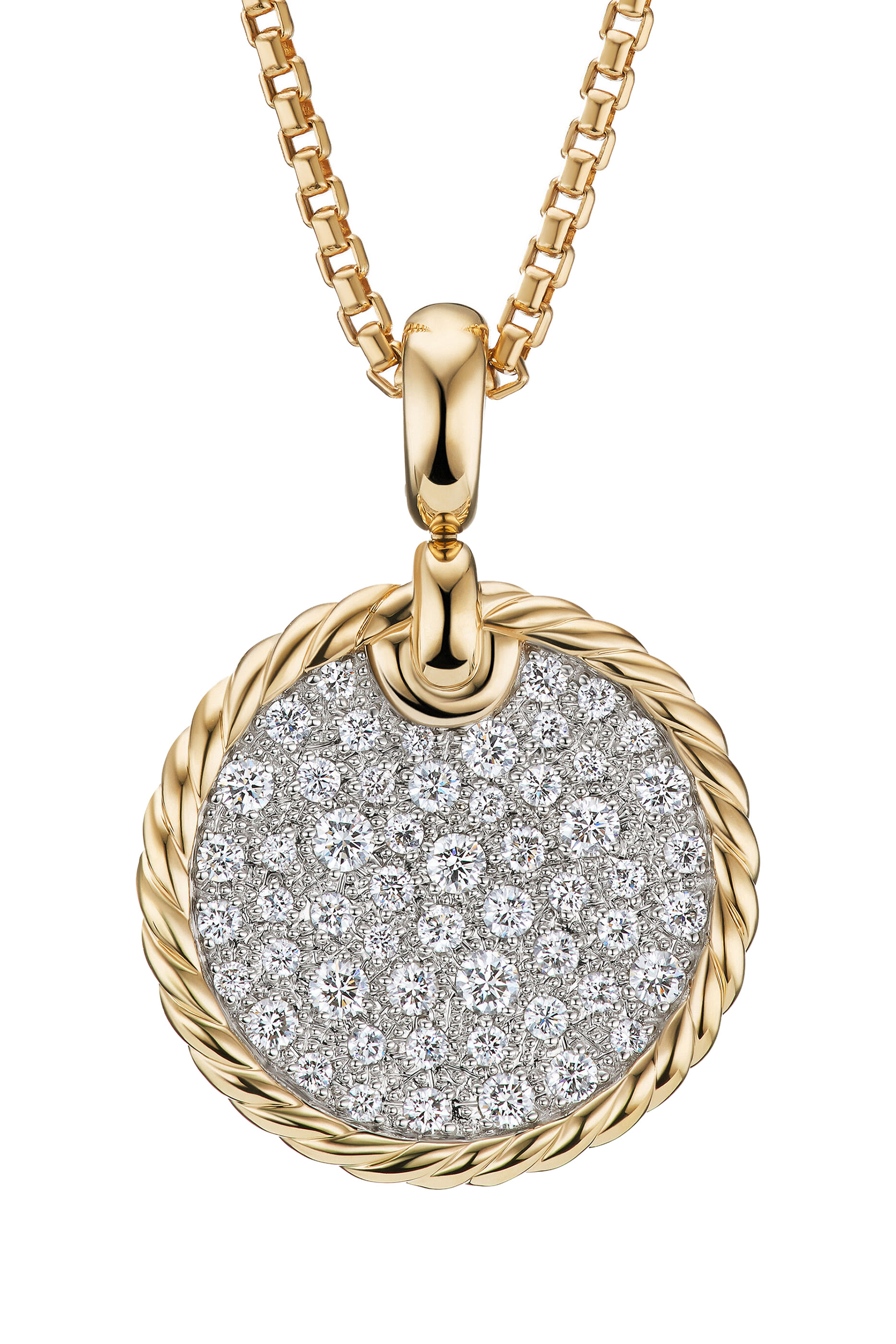DY Elements&reg; Disc Pendant, 18k Yellow Gold & Diamonds