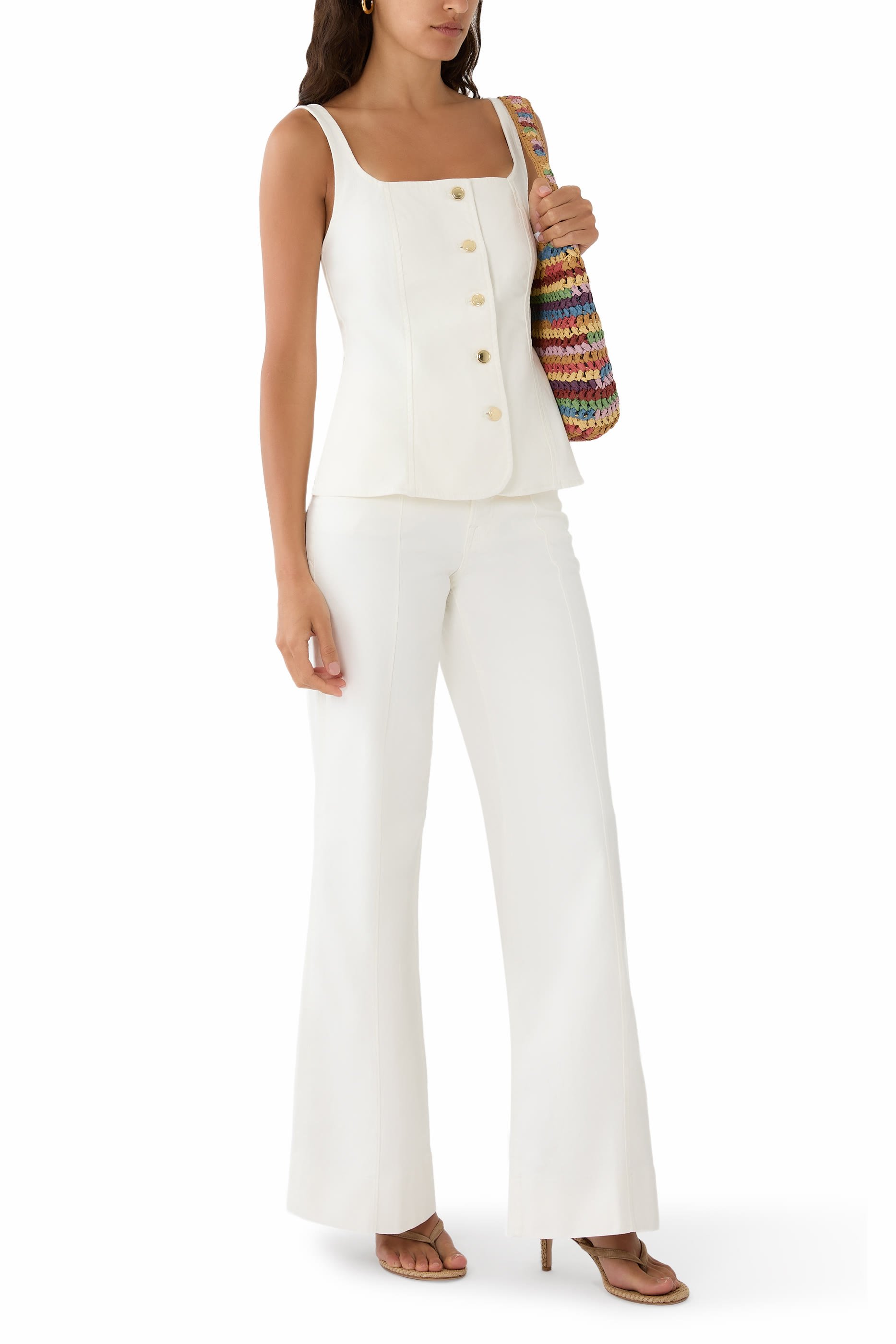 Sleeveless Denim Button Front Top